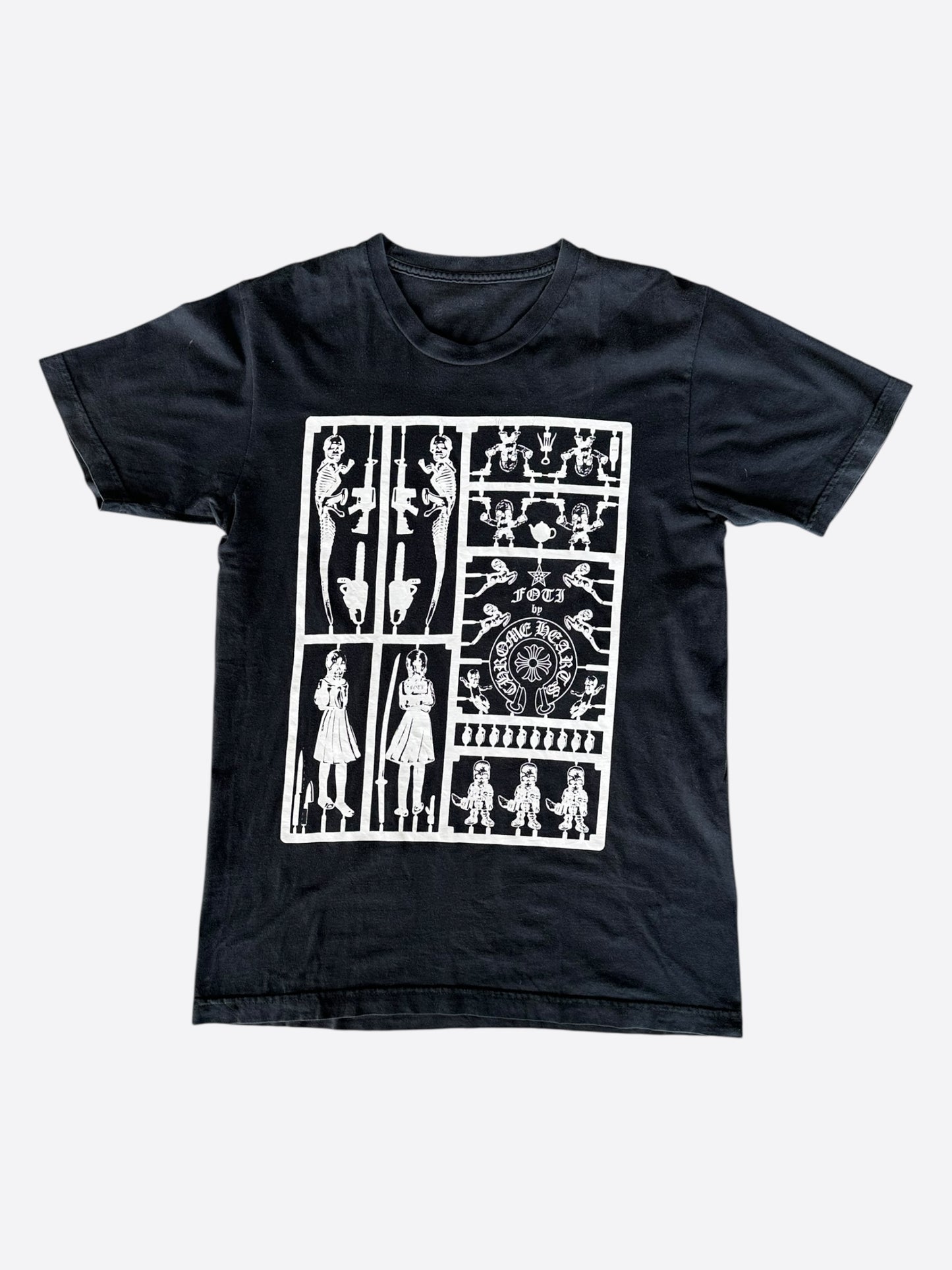 Chrome Hearts Black & White Foti Skulls Graphic T-Shirt