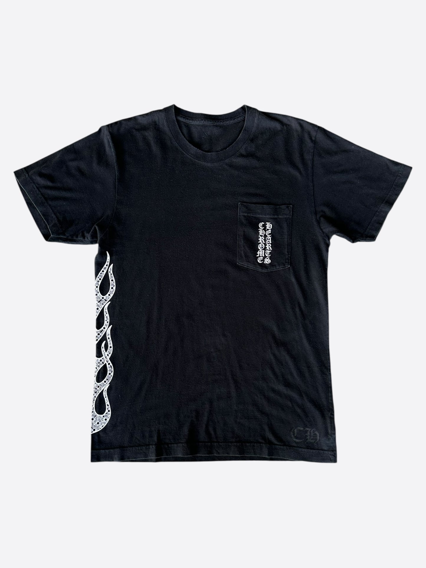 Chrome Hearts Black & White Flame Logo T-Shirt