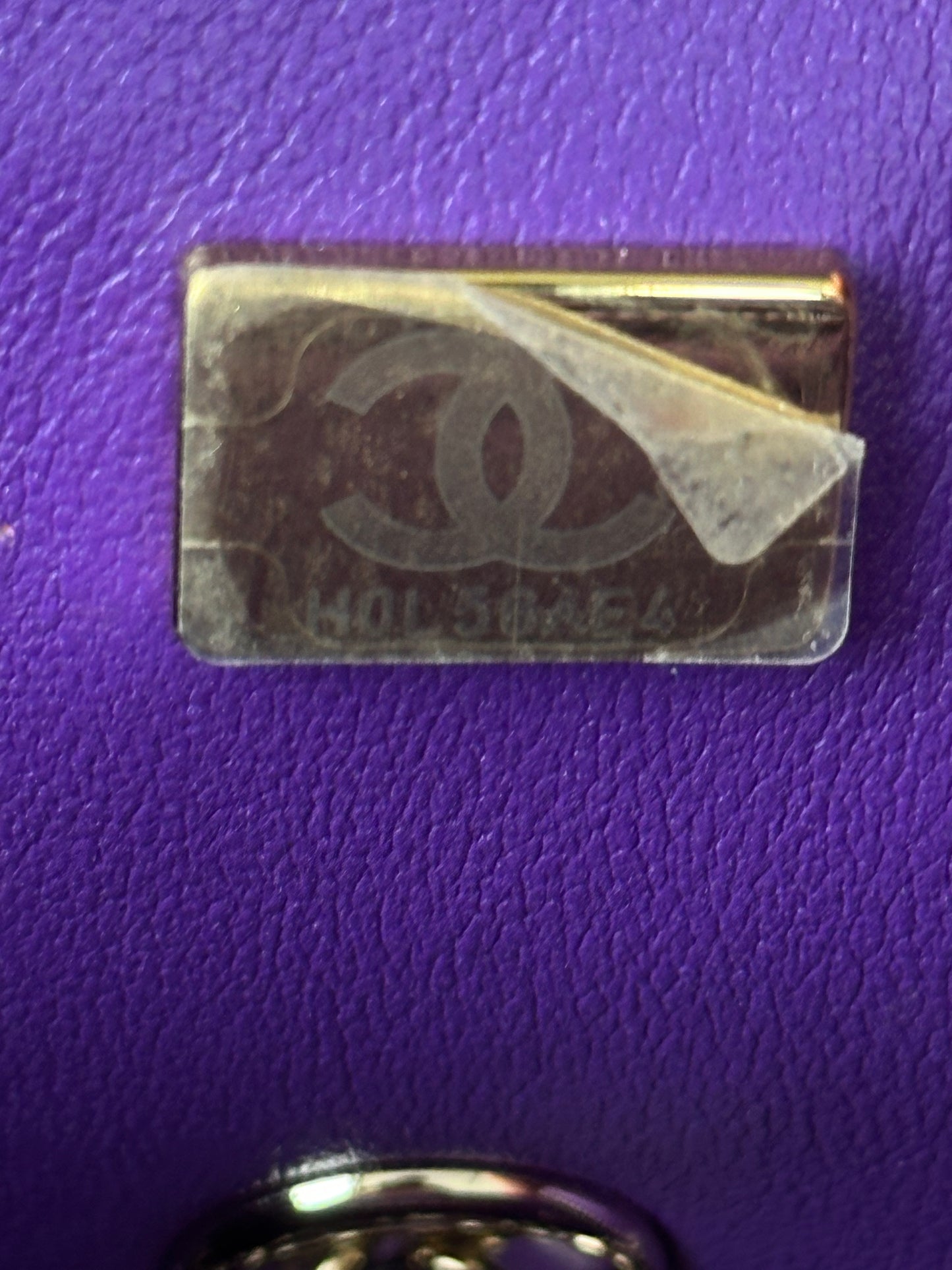Chanel Purple Lambskin Quilted Mini Top Handle Flap Bag