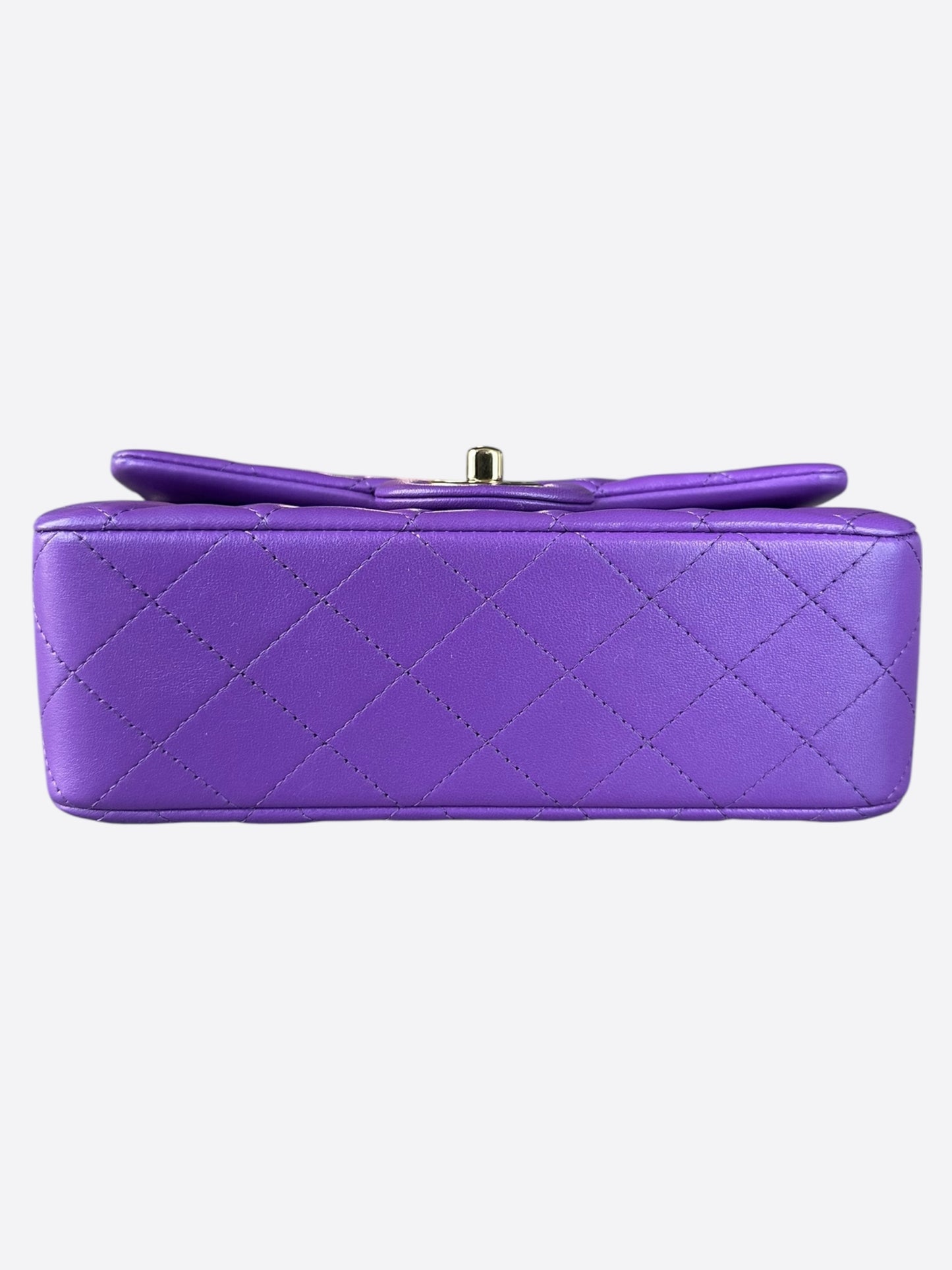 Chanel Purple Lambskin Quilted Mini Top Handle Flap Bag