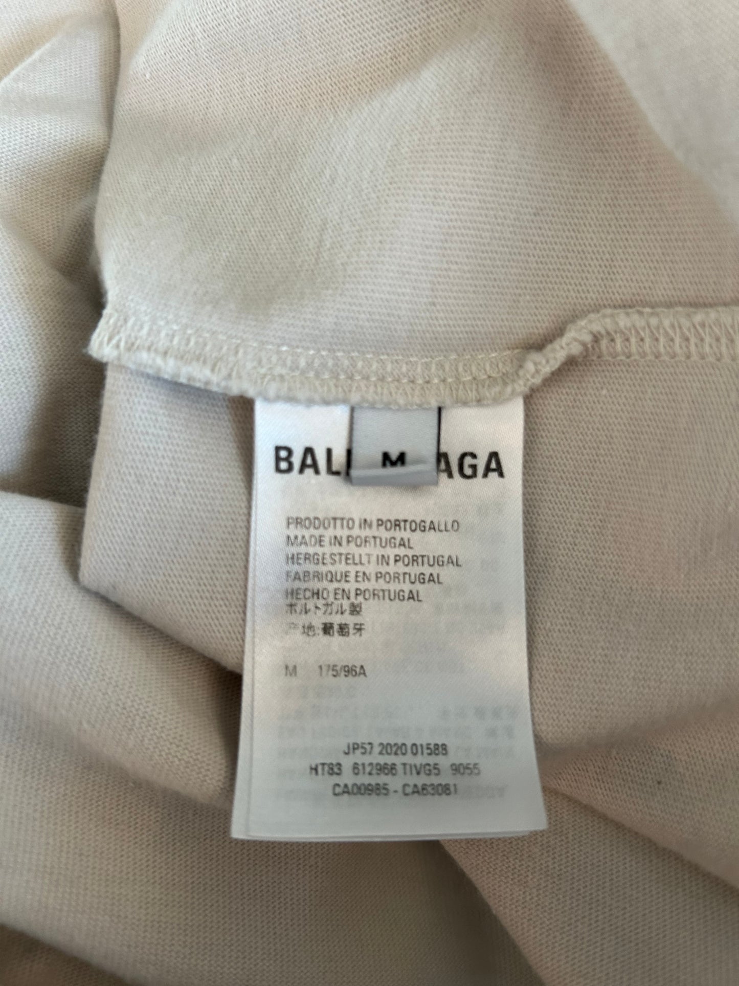Balenciaga Cream & Blue Logo T-Shirt