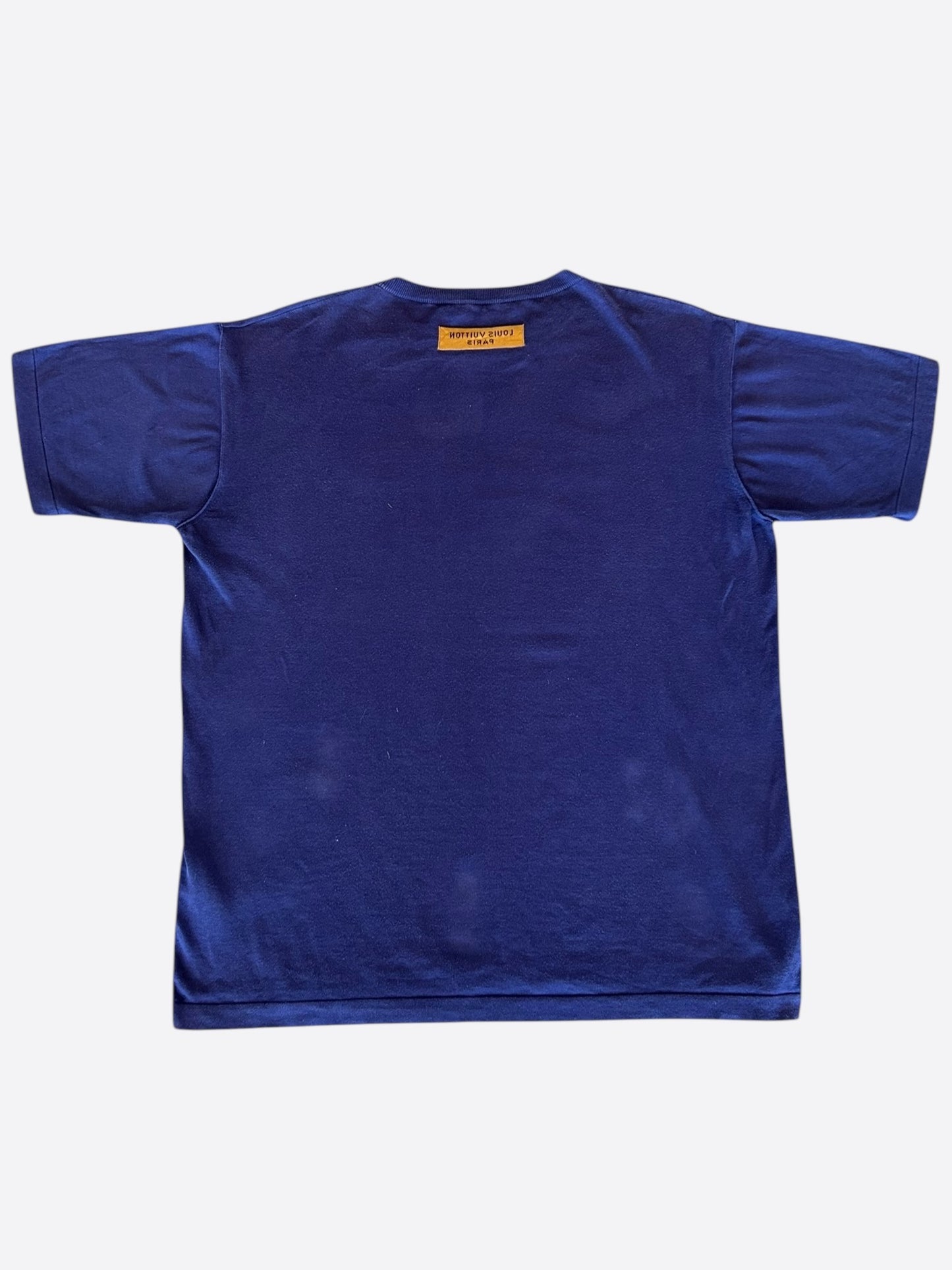 Louis Vuitton Blue & White Script Logo Intarsia T-Shirt