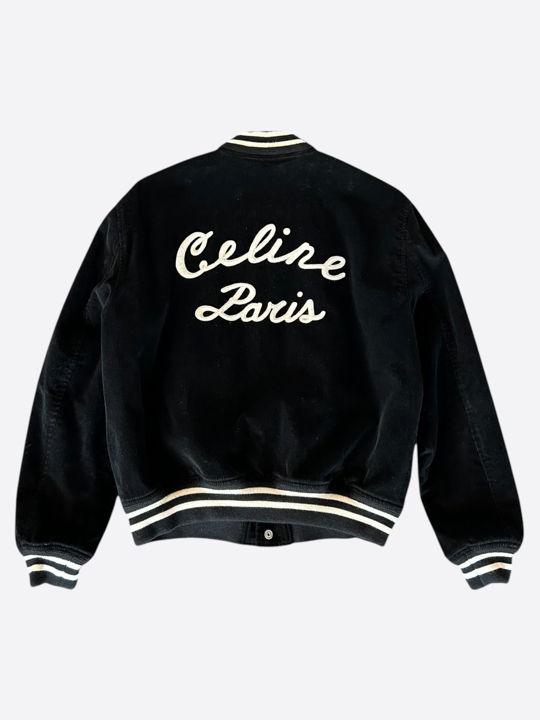 Celine Black White Corduroy Logo Varsity Jacket – Savonches