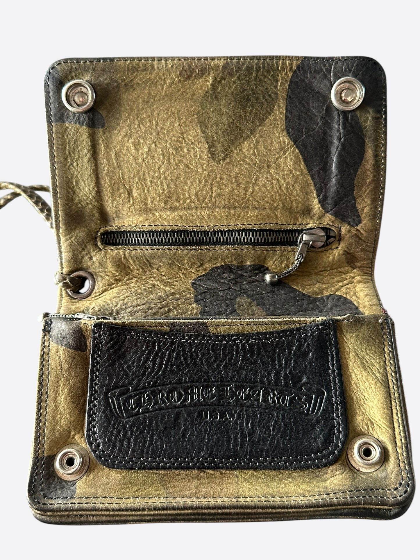 Chrome Hearts Green Camouflage Cross Patch Wallet