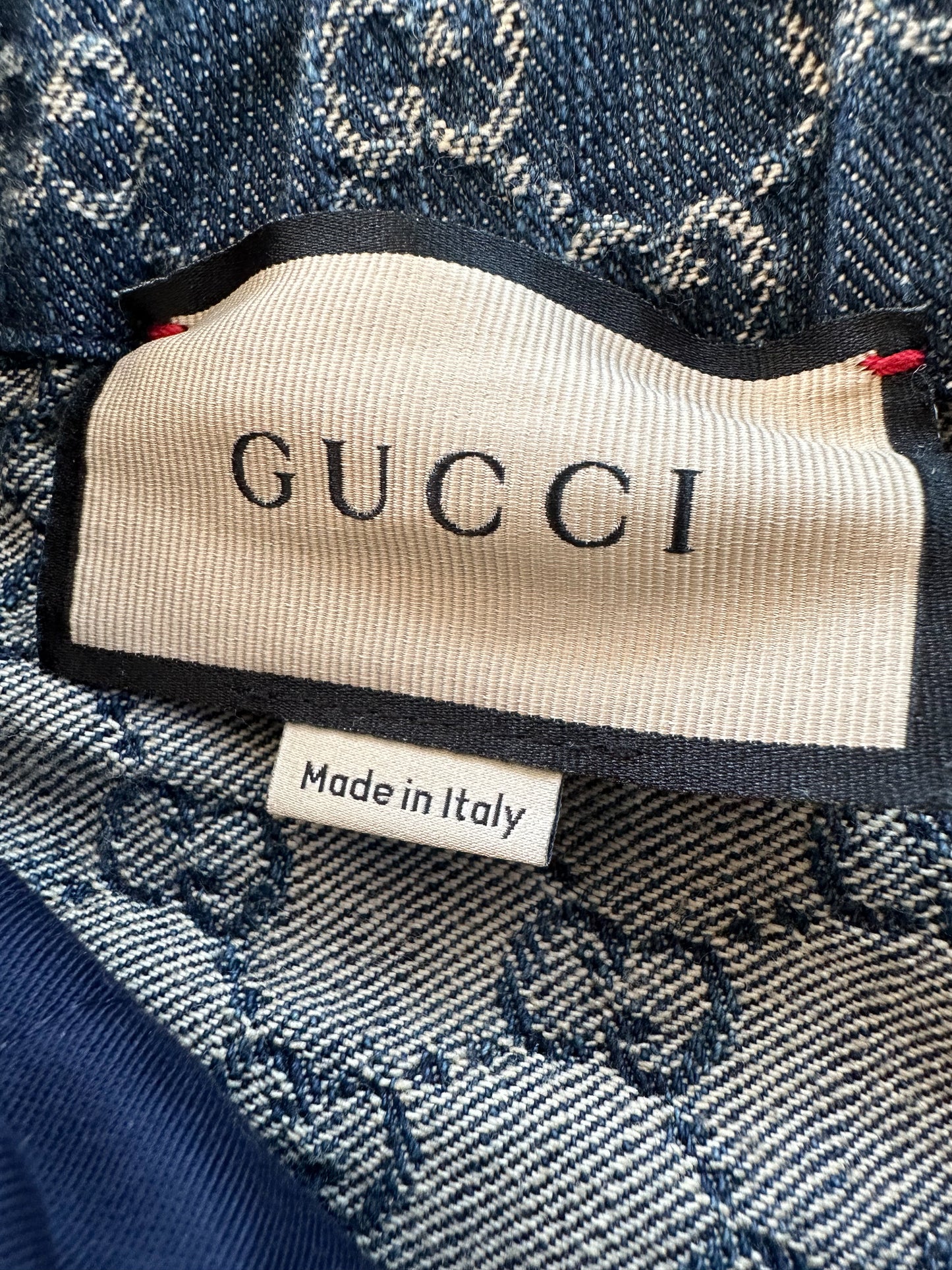 Gucci Blue & White GG Monogram Denim Shorts