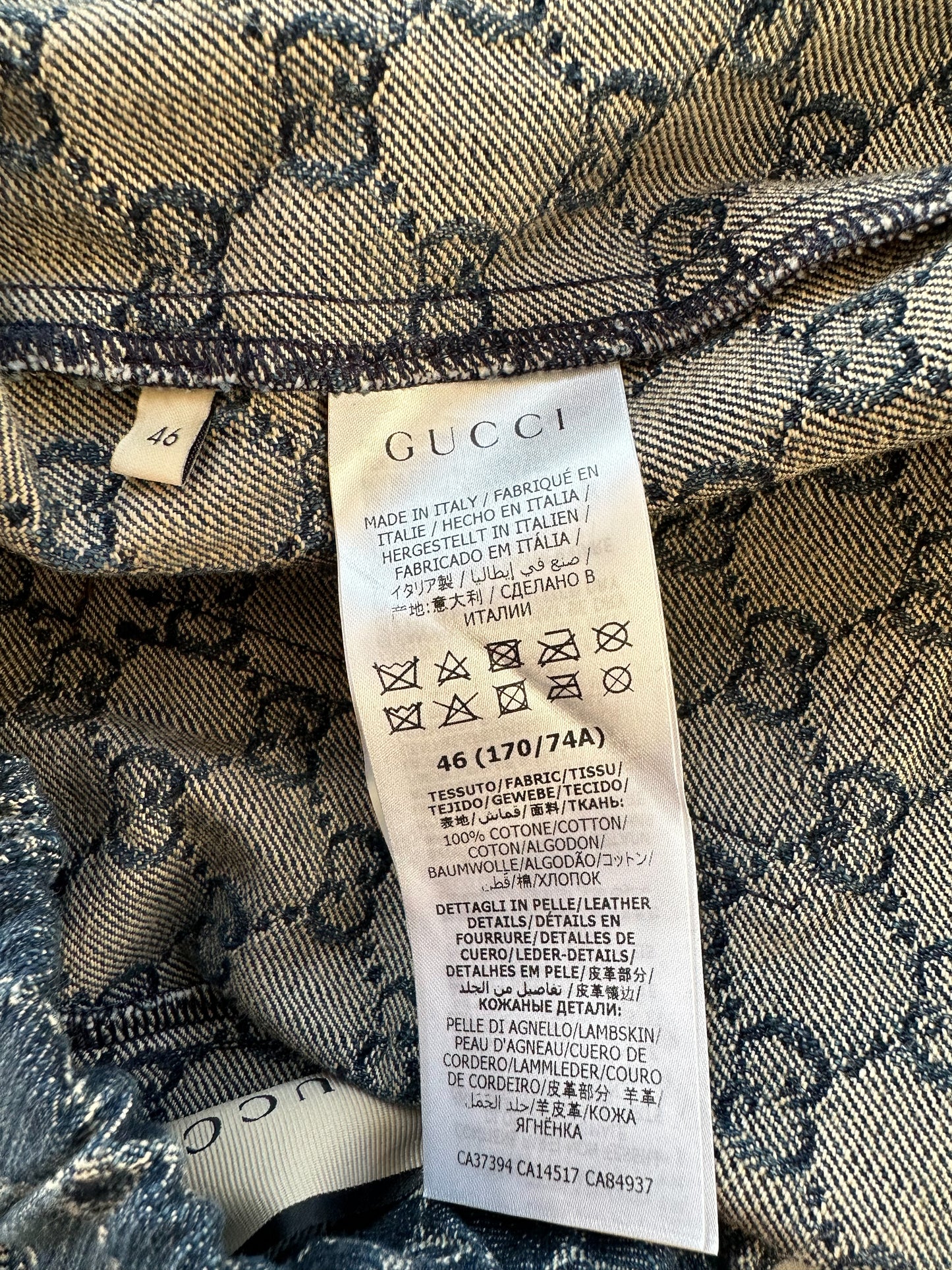 Gucci Blue & White GG Monogram Denim Shorts