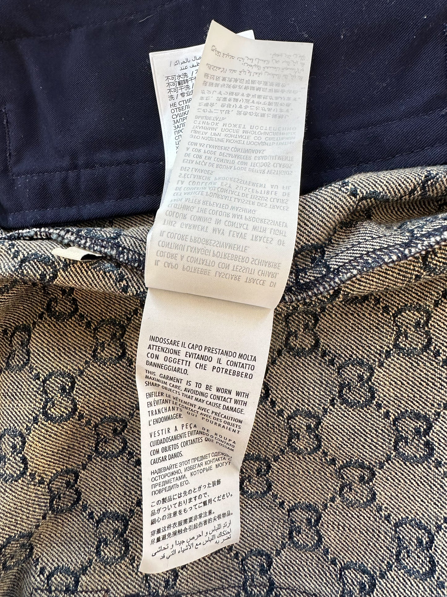 Gucci Blue & White GG Monogram Denim Shorts