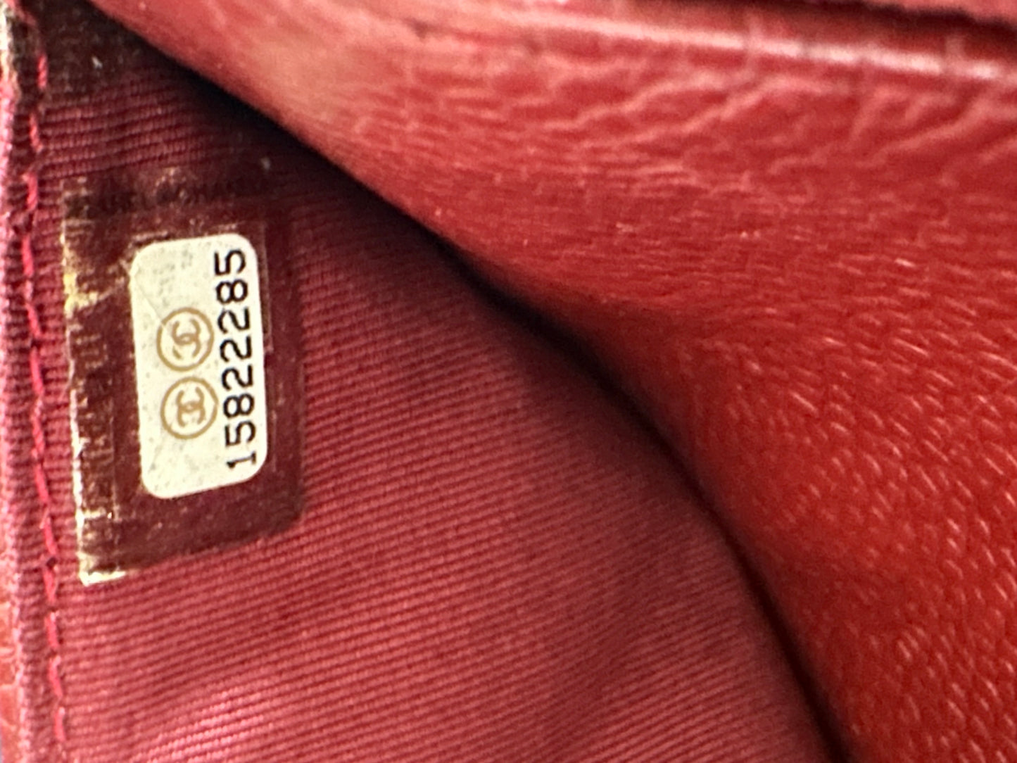 Chanel Red Quilted Caviar Wallet On Chain