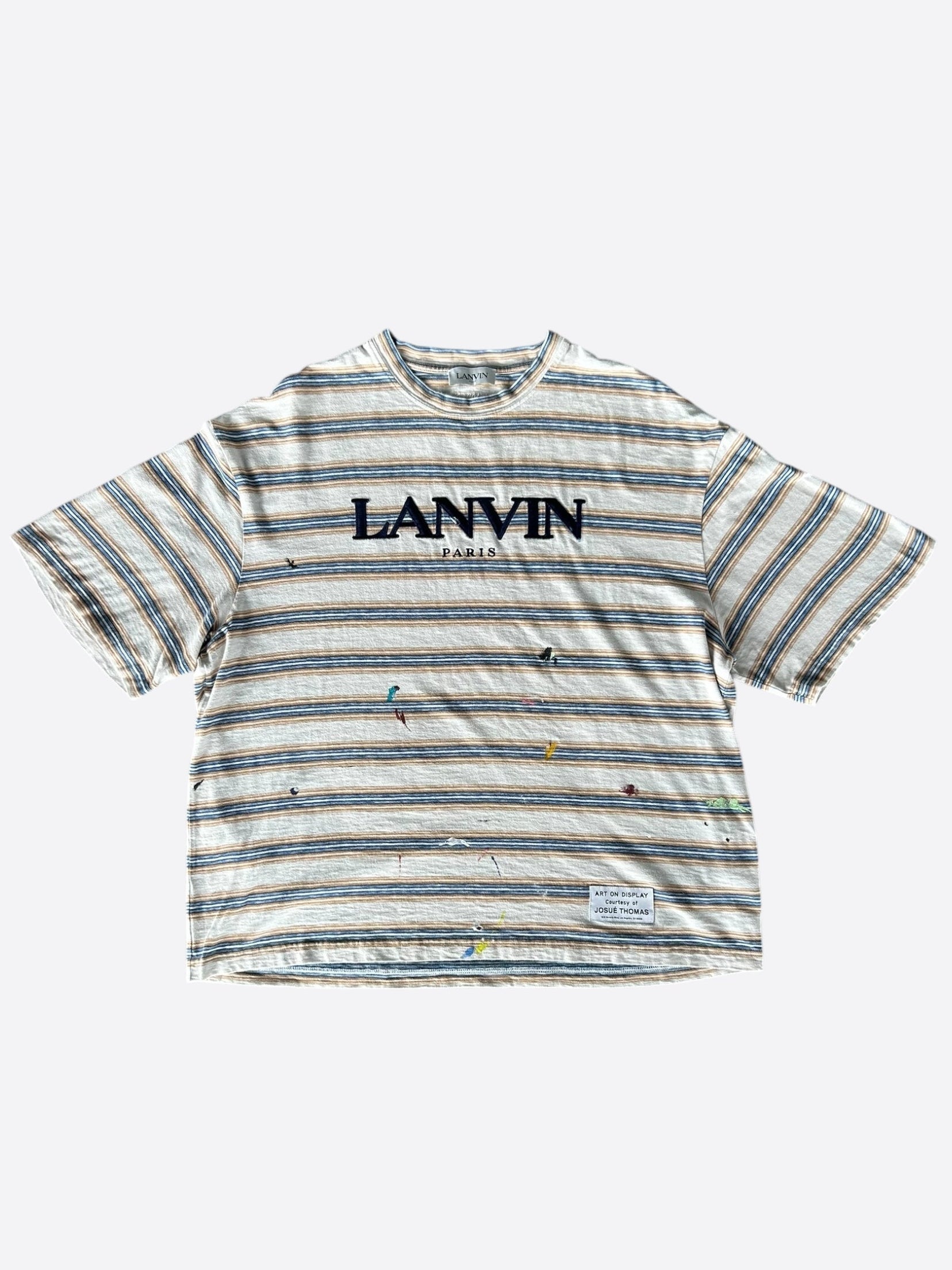 Gallery Dept Lanvin Striped Paint Splatter Logo T-Shirt – Savonches