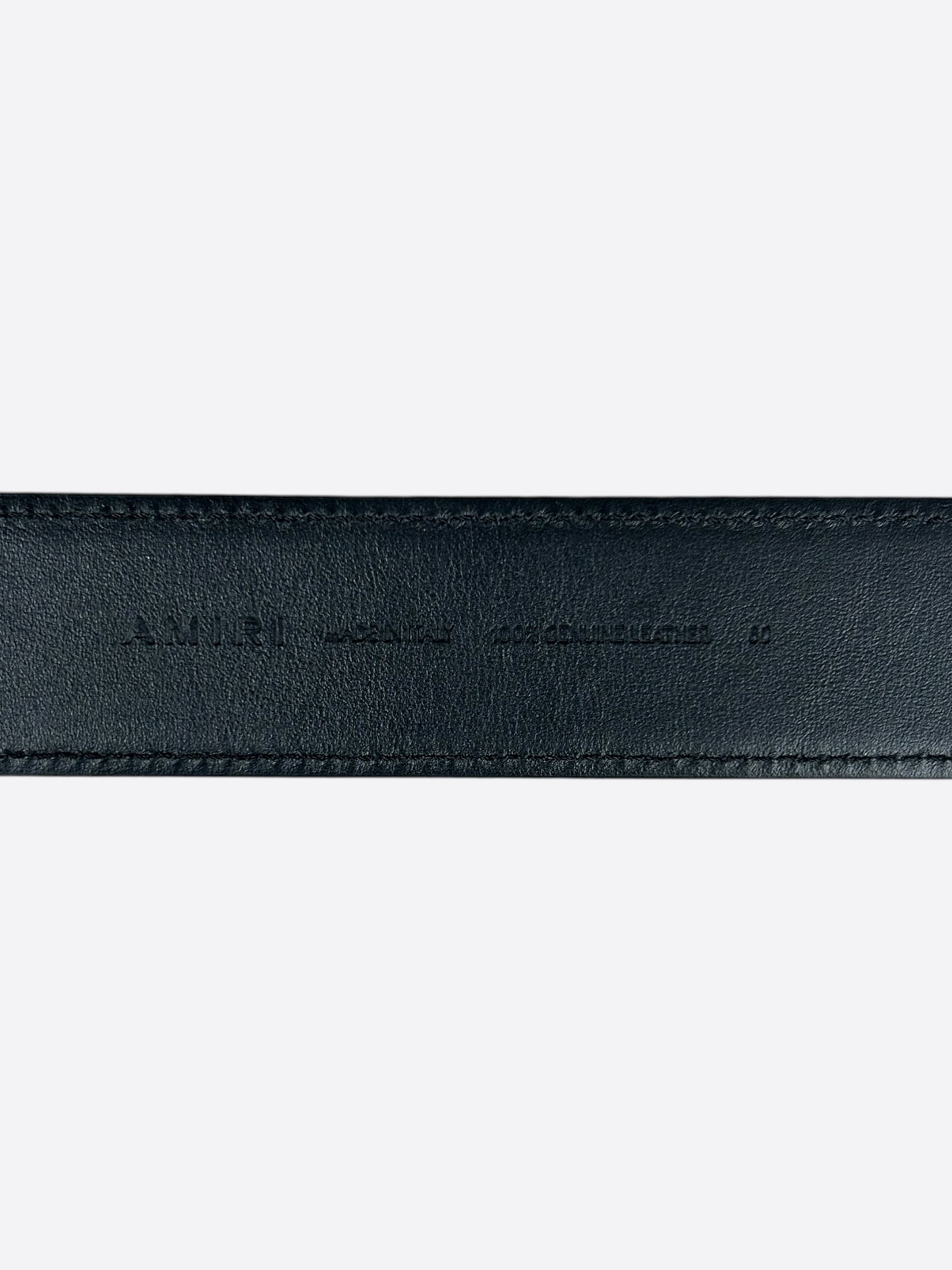Amiri Black & Silver Core Logo Leather Belt