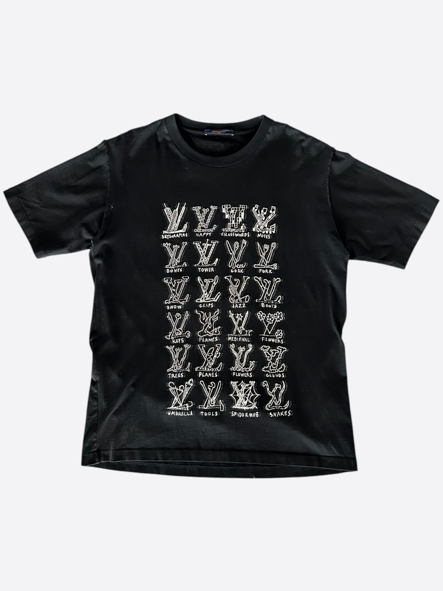 Louis Vuitton Black & White Cartoon Monogram T-Shirt