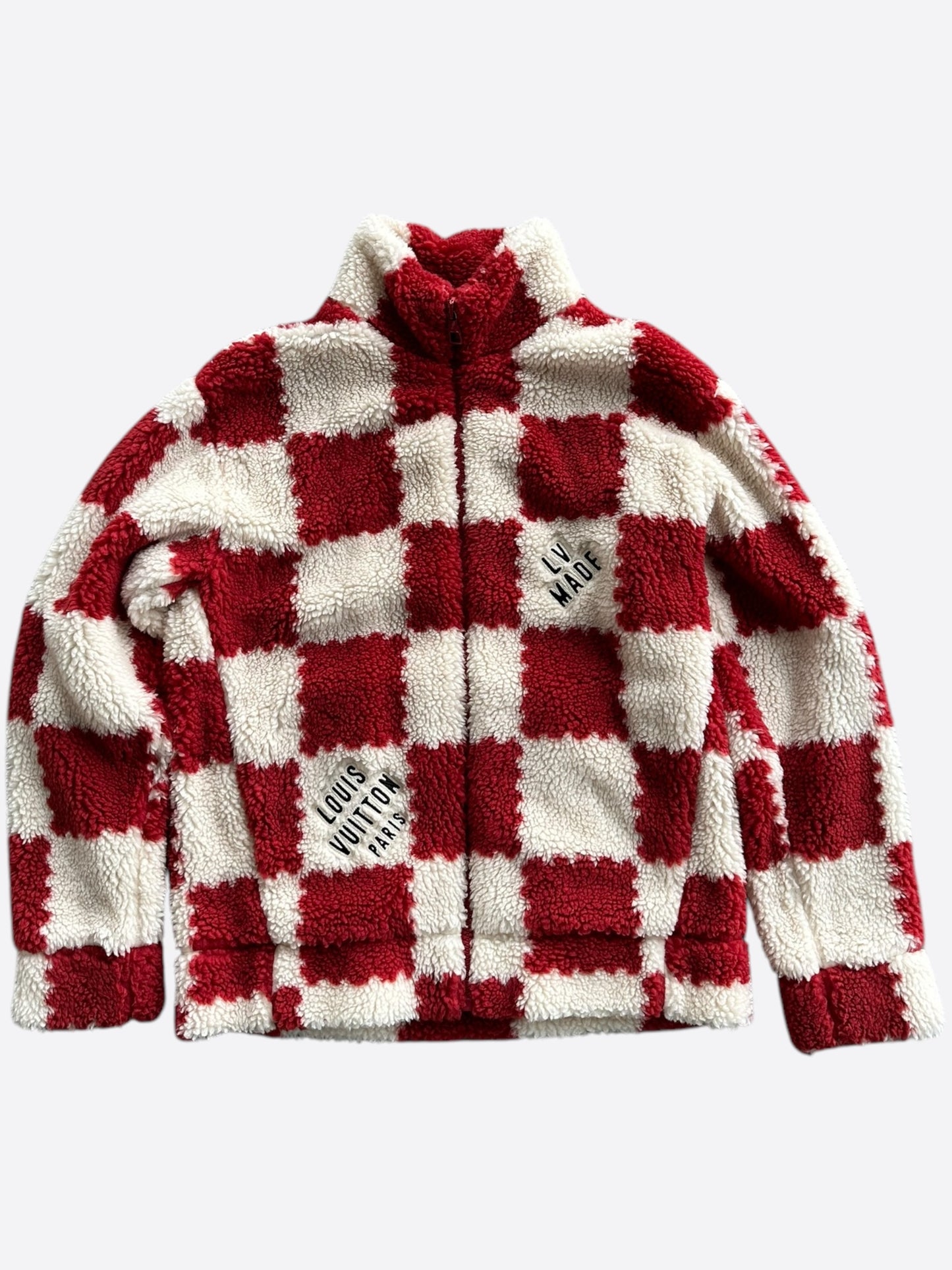 Louis Vuitton Nigo Red & White Checkered Fleece Jacket