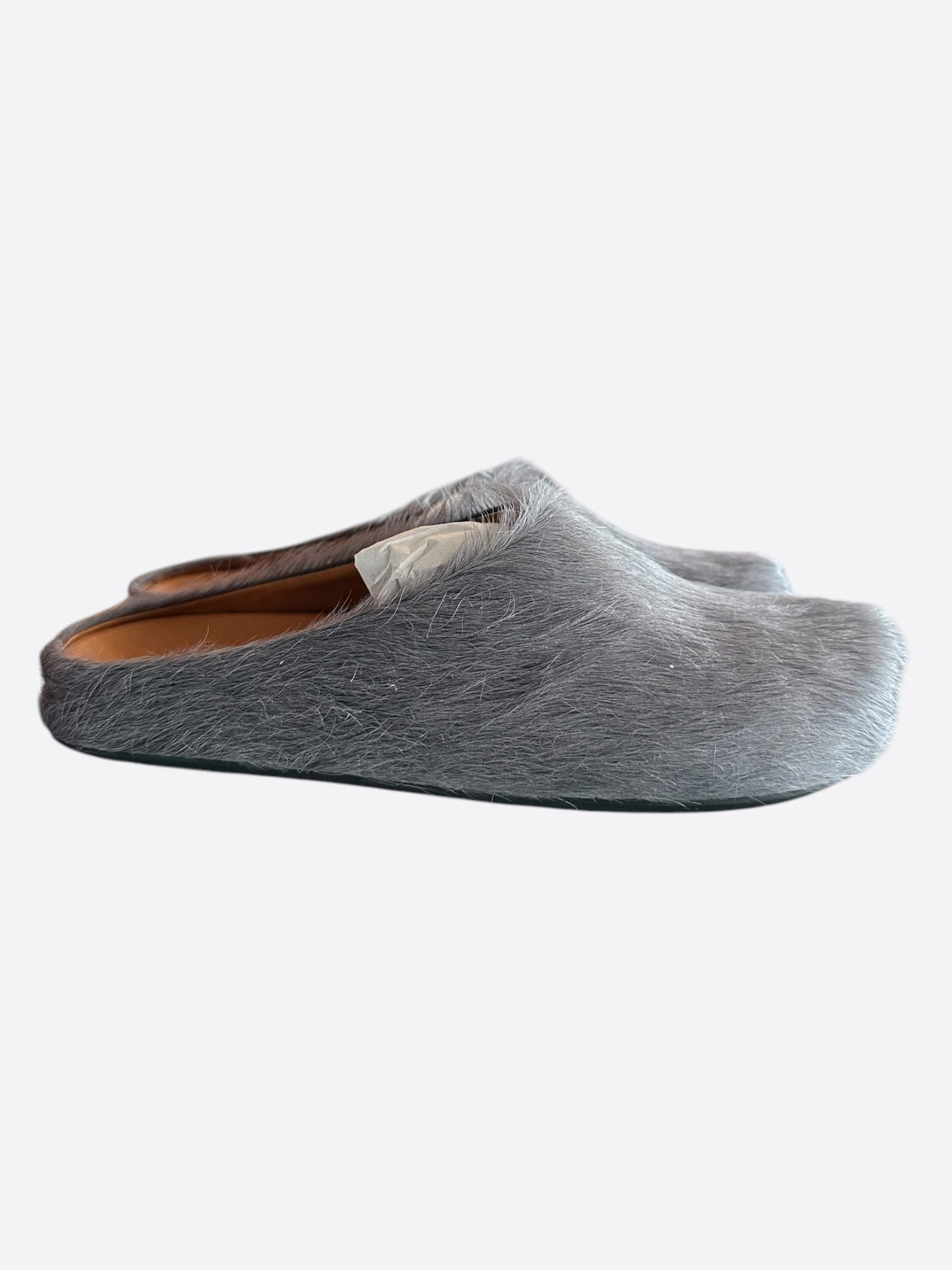 Marni Mercury Grey Calfskin Fussbett Sabot Slides