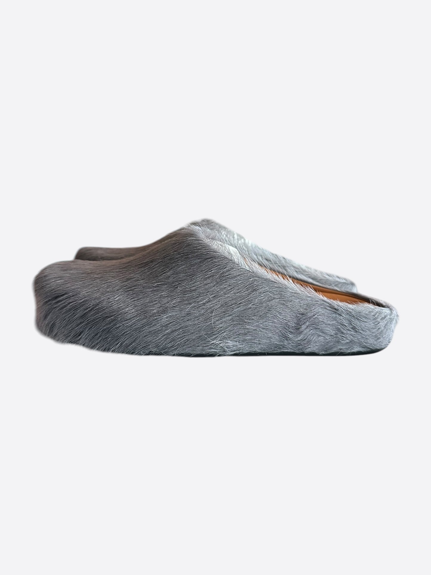 Marni Mercury Grey Calfskin Fussbett Sabot Slides