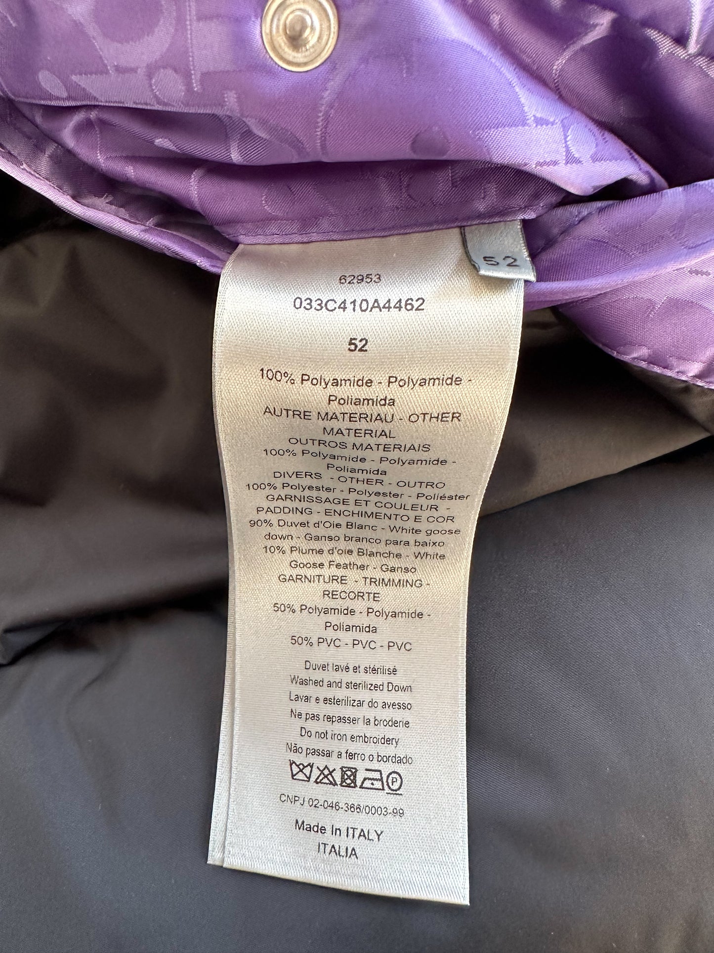 Dior Purple Oblique Puffer Vest