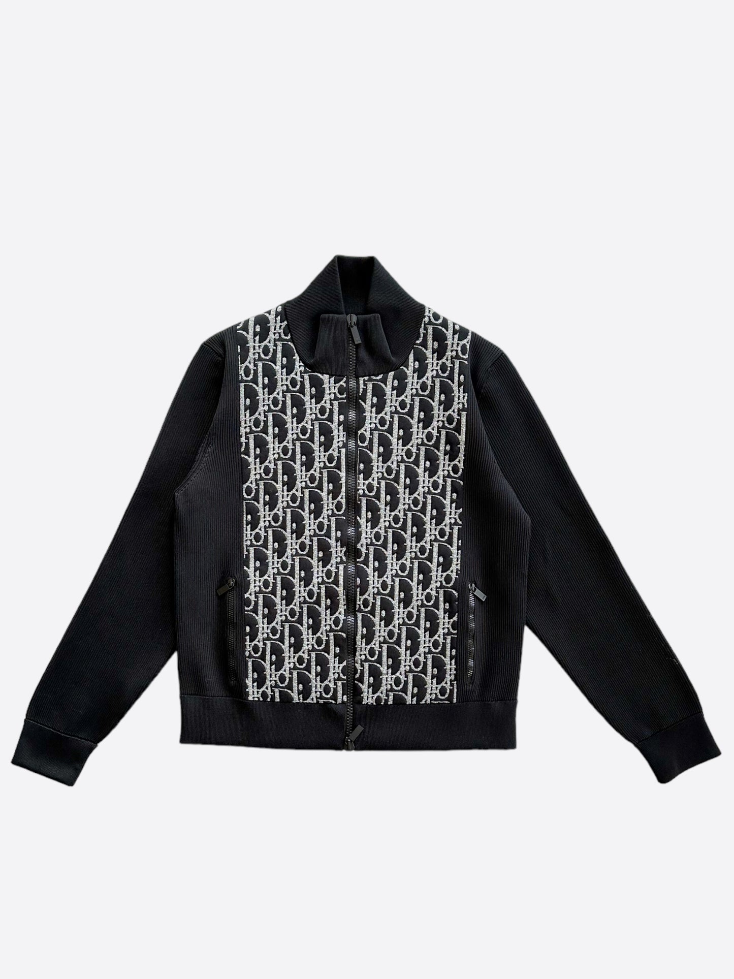 Dior Black & White Oblique Zip Up Track Jacket