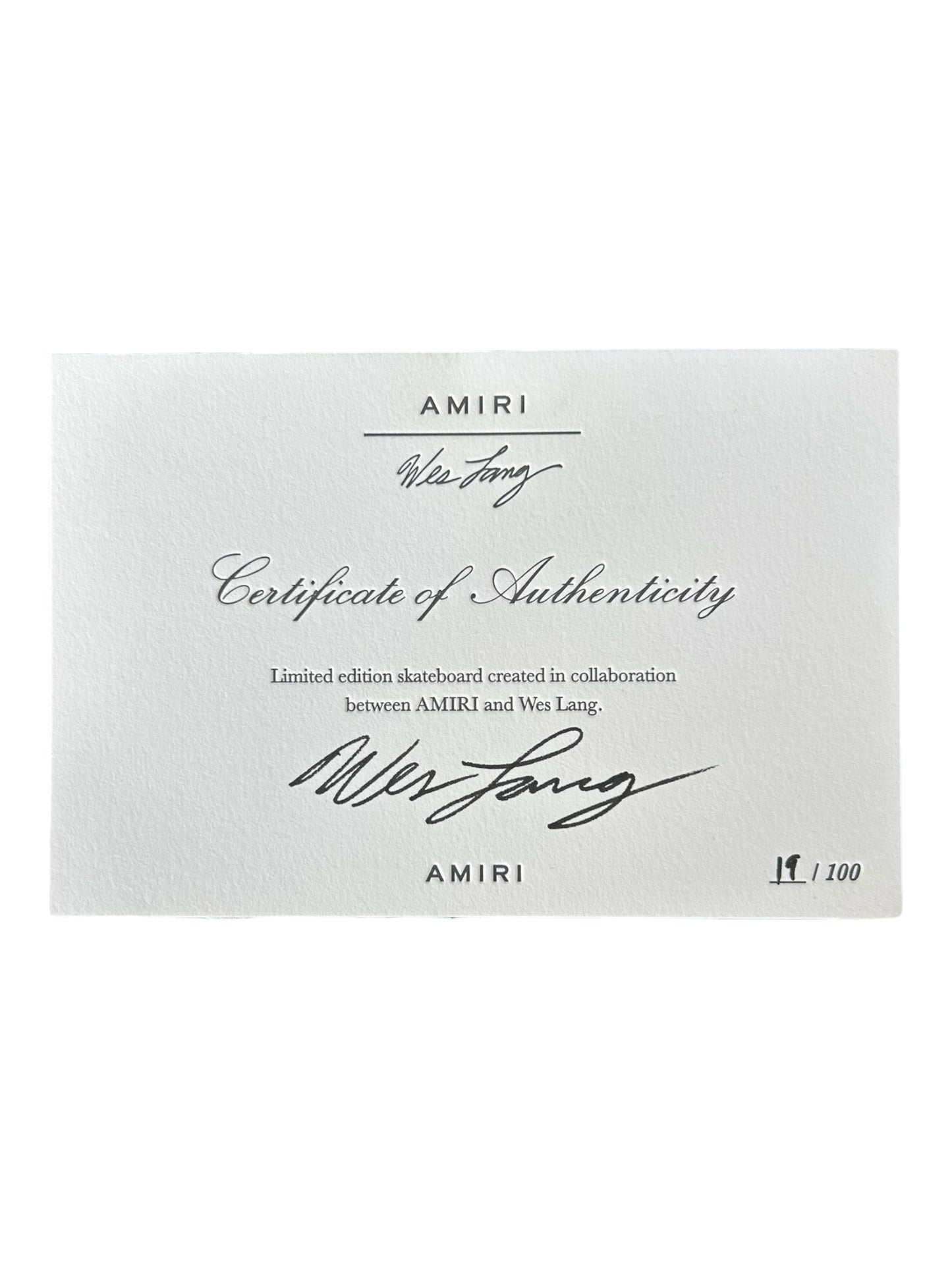 Amiri Wes Lang Black & White Altered Sacrifice Skate Deck