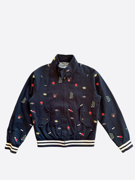 Gucci Navy Mini Logos Embroidered Jacket
