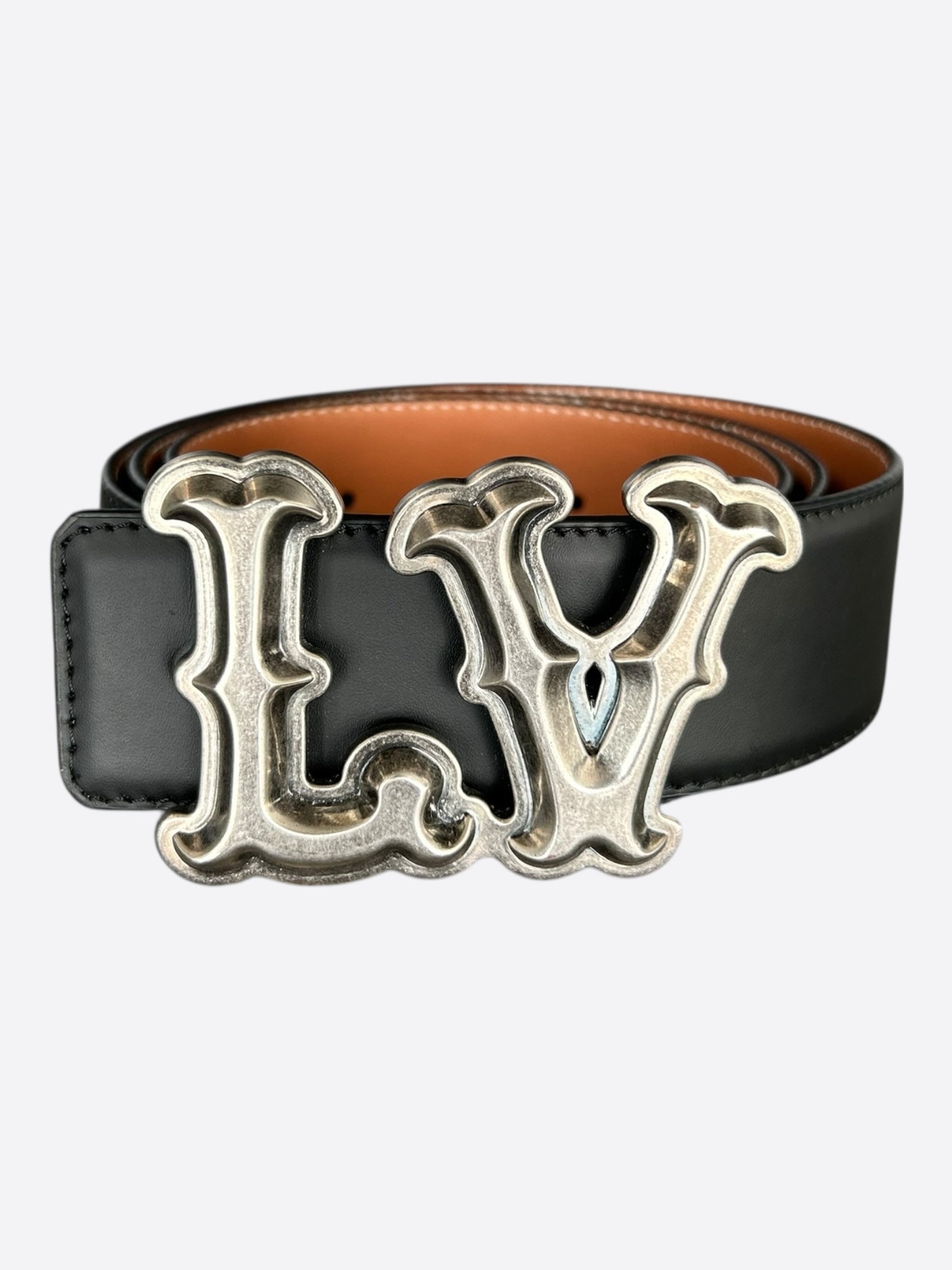 Louis Vuitton Black & Brown LV Ranch Logo Reversible Belt – Savonches