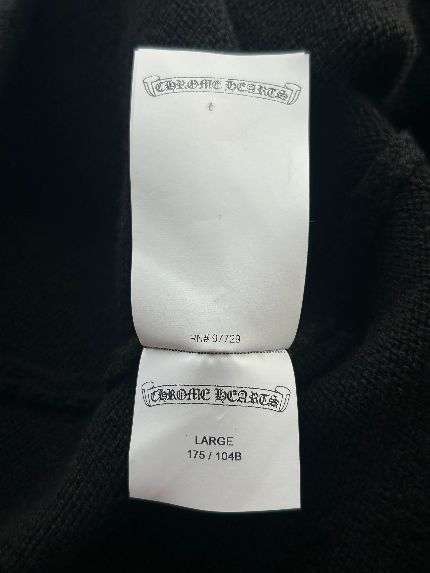 Chrome Hearts Black & White Leather Triple Cross Patch Cashmere Hoodie