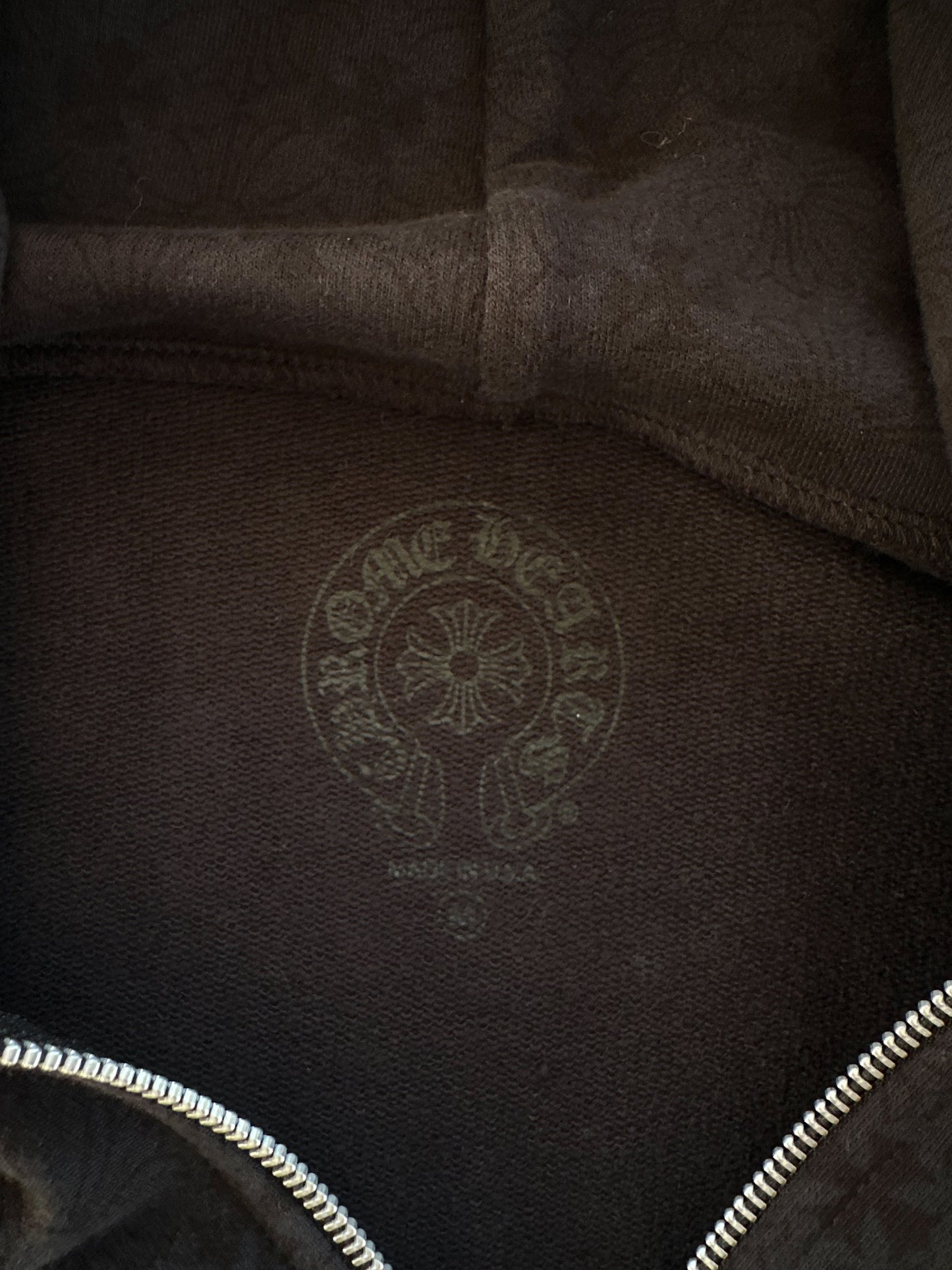 Chrome Hearts Black & White Script Jacquard Print Zip Up Hoodie