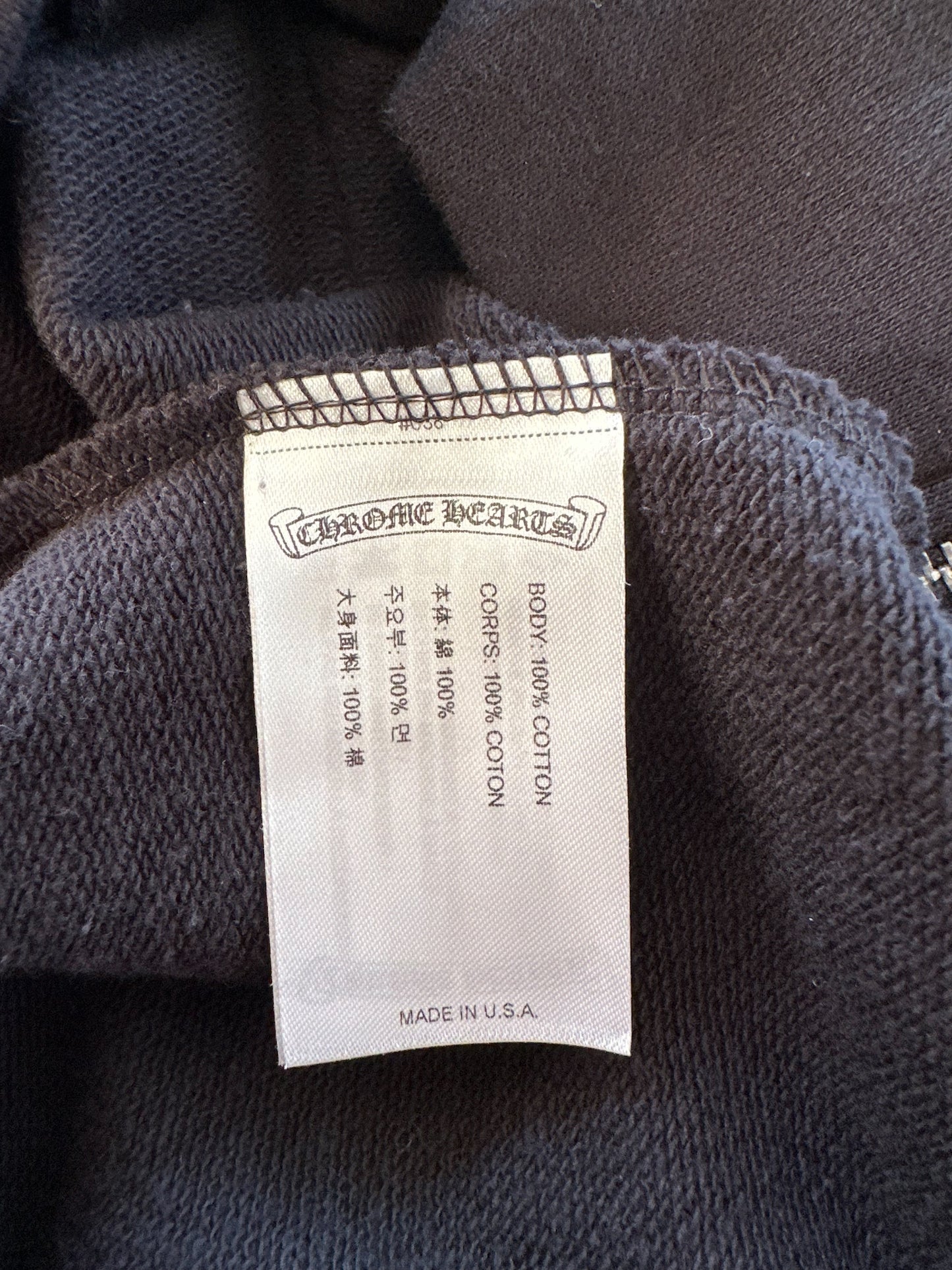 Chrome Hearts Black & White Script Jacquard Print Zip Up Hoodie