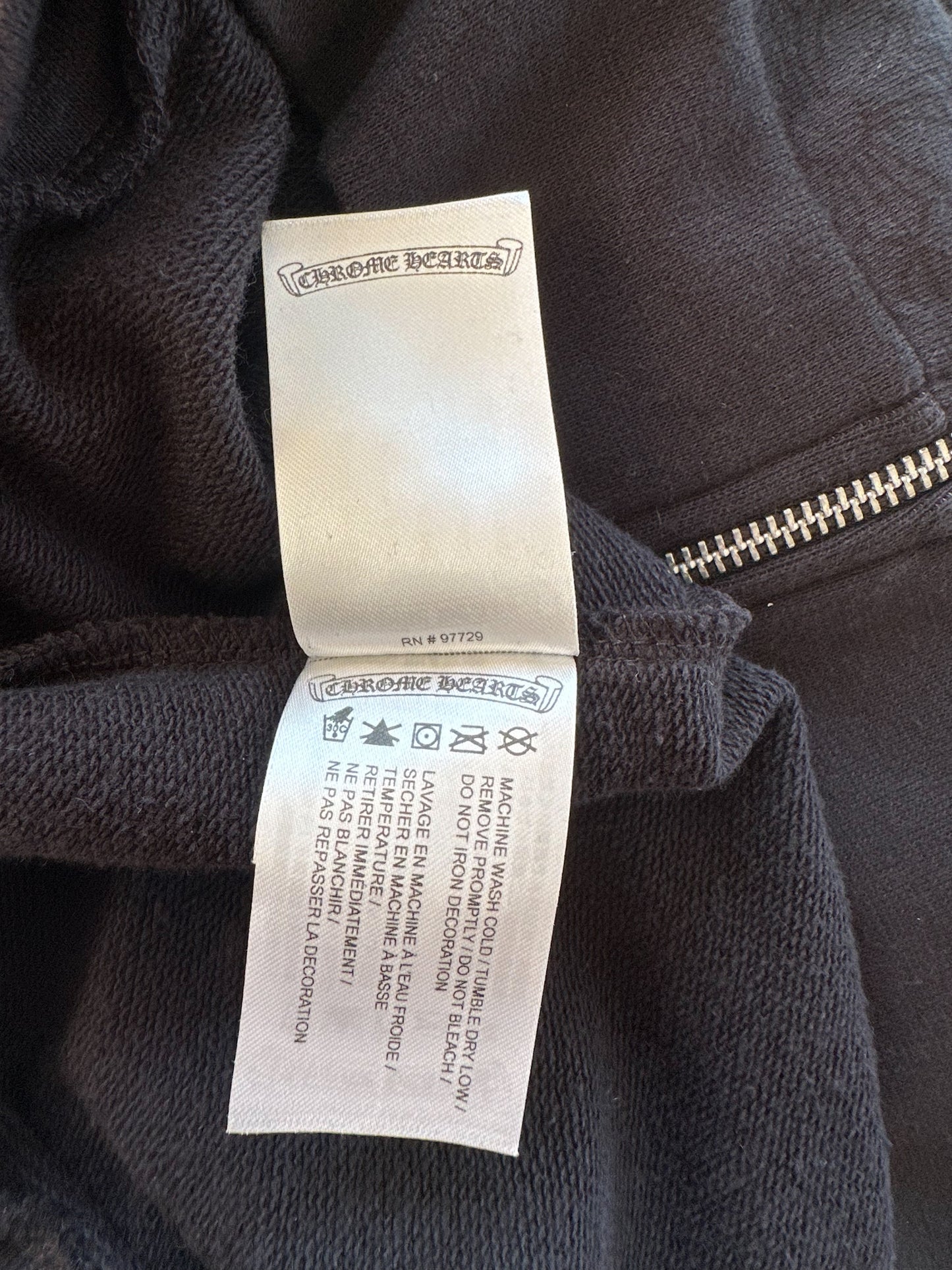 Chrome Hearts Black & White Script Jacquard Print Zip Up Hoodie