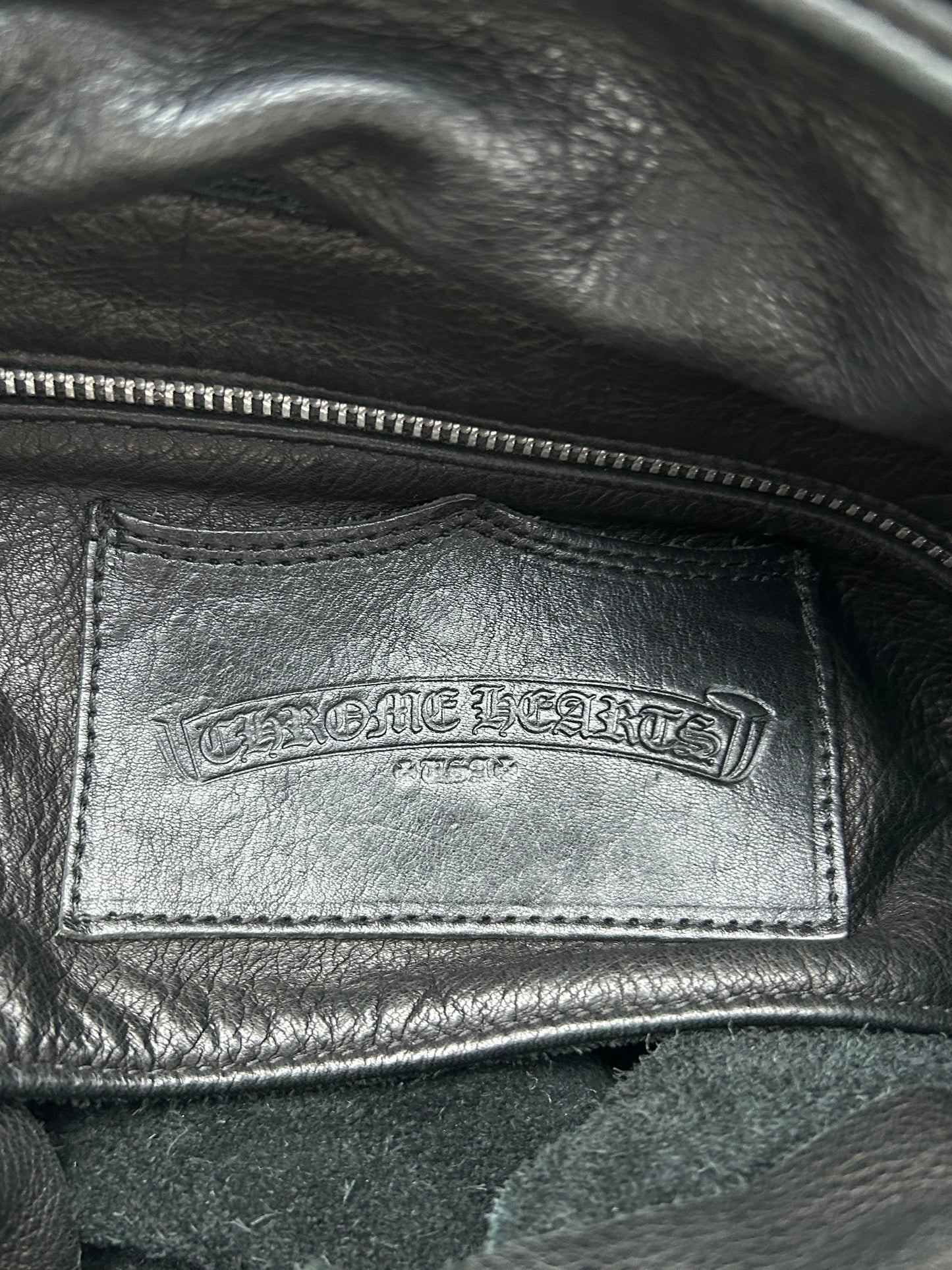 Chrome Hearts Black & Red Cross Patch Leather Gunslinger Backpack