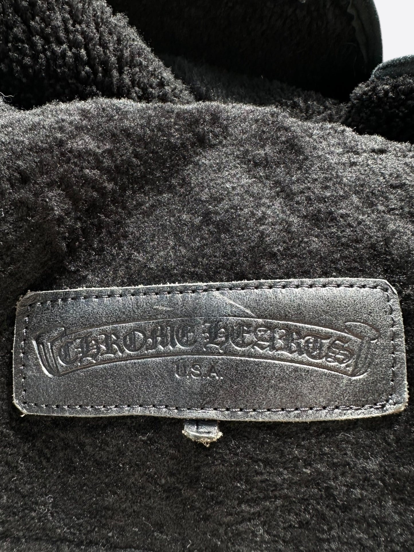 Chrome Hearts Black Leather Shearling Jacket