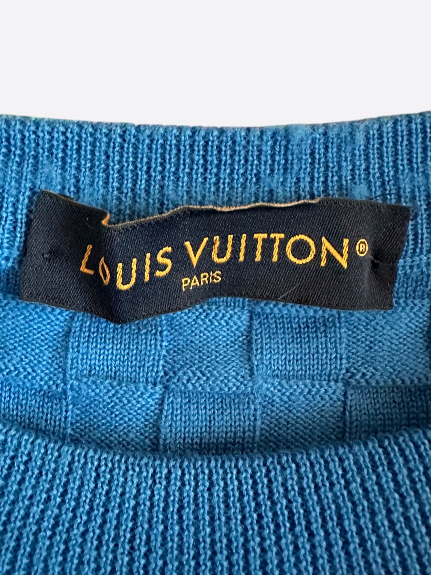 Louis Vuitton Blue Damier Wool Sweater