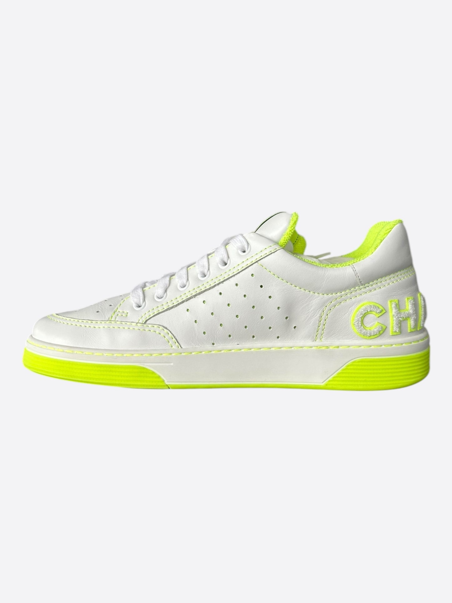 Chanel White & Yellow Logo Sneakers