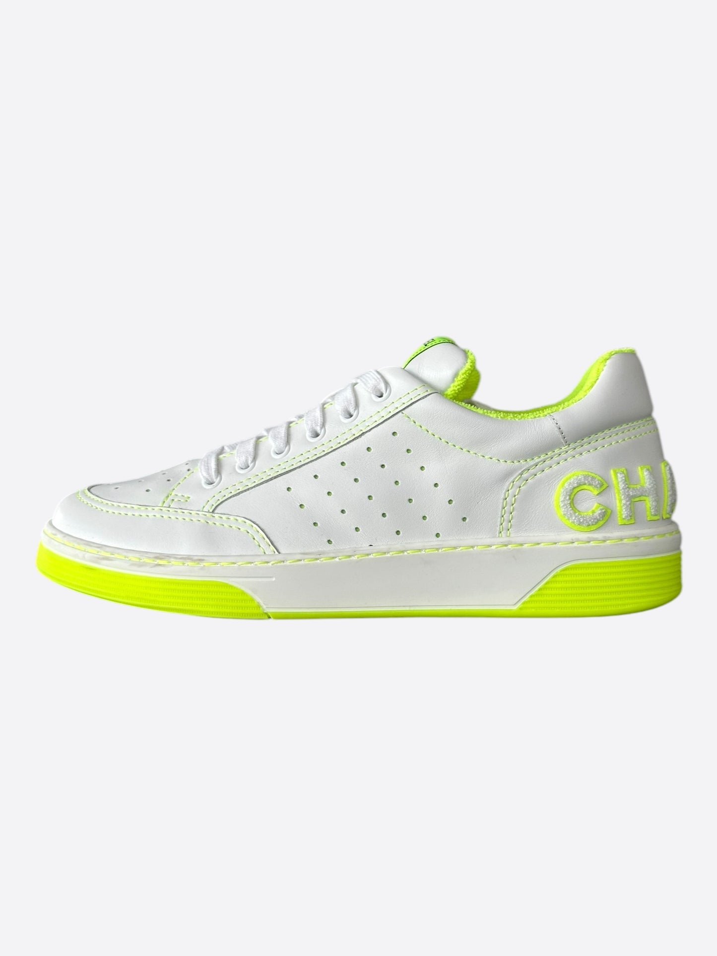 Chanel White & Yellow Logo Sneakers