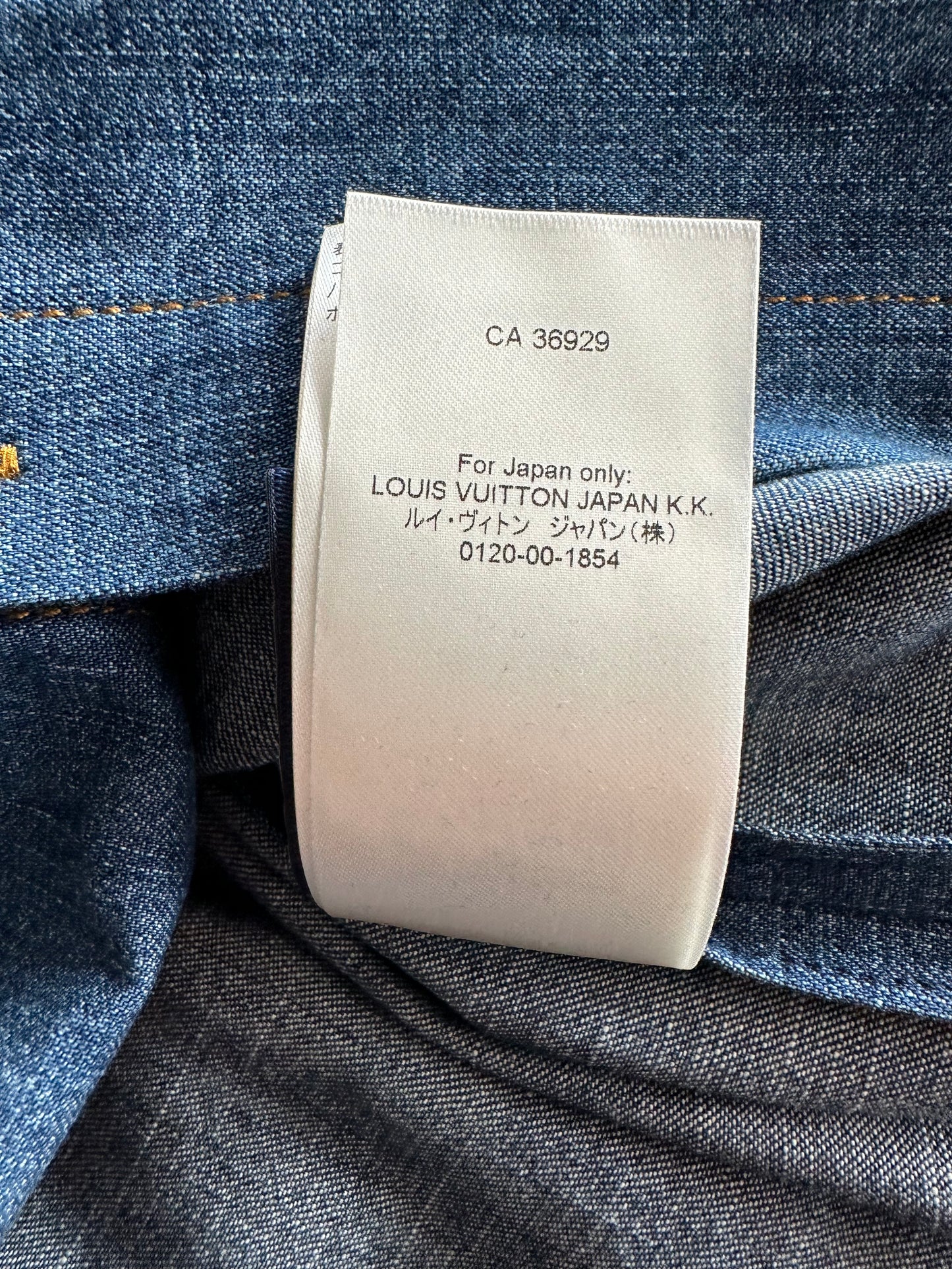 Louis Vuitton Blue & Gold Embroidered Denim Shirt