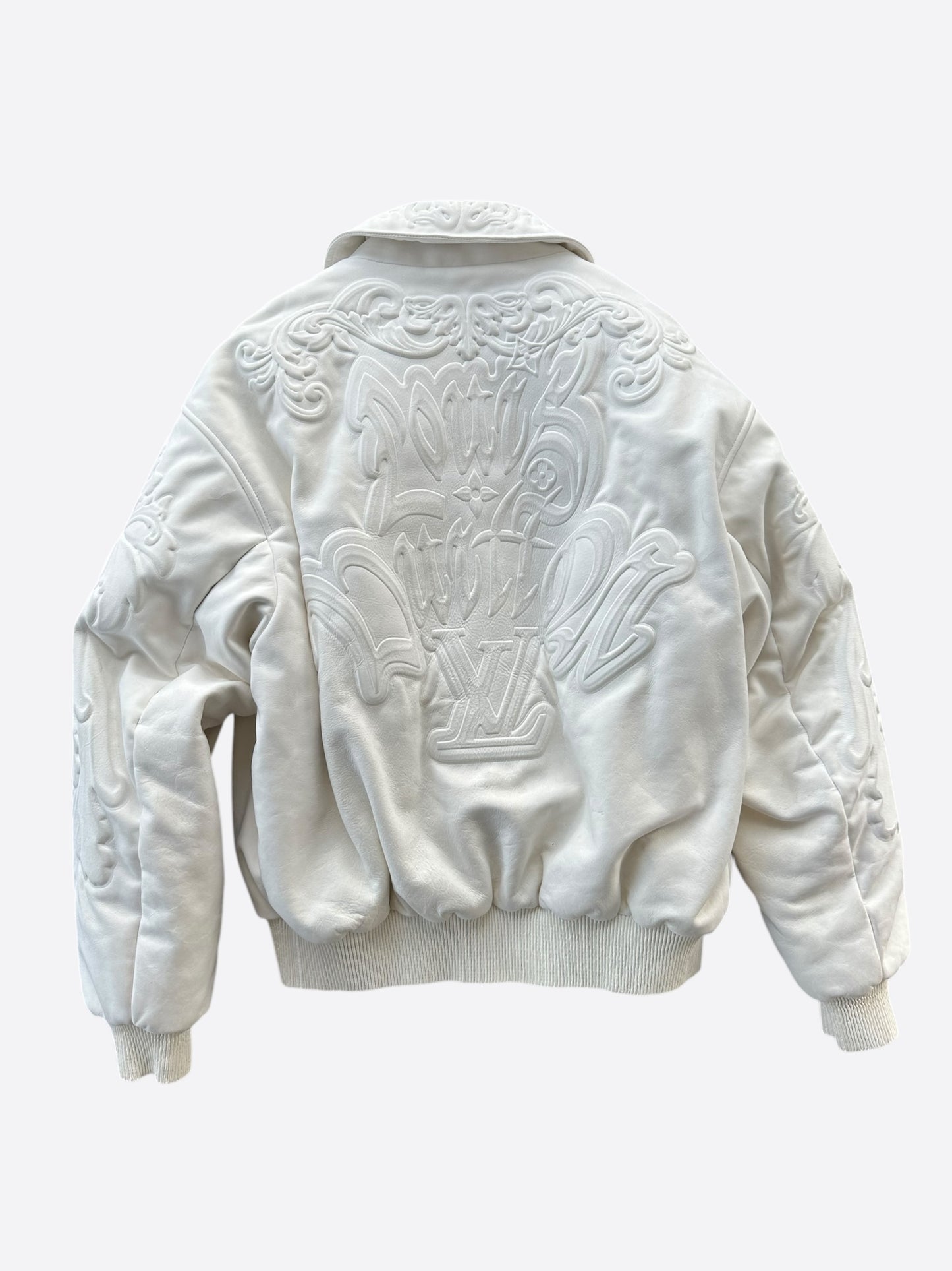 Louis Vuitton White Ornaments Leather Bomber Jacket