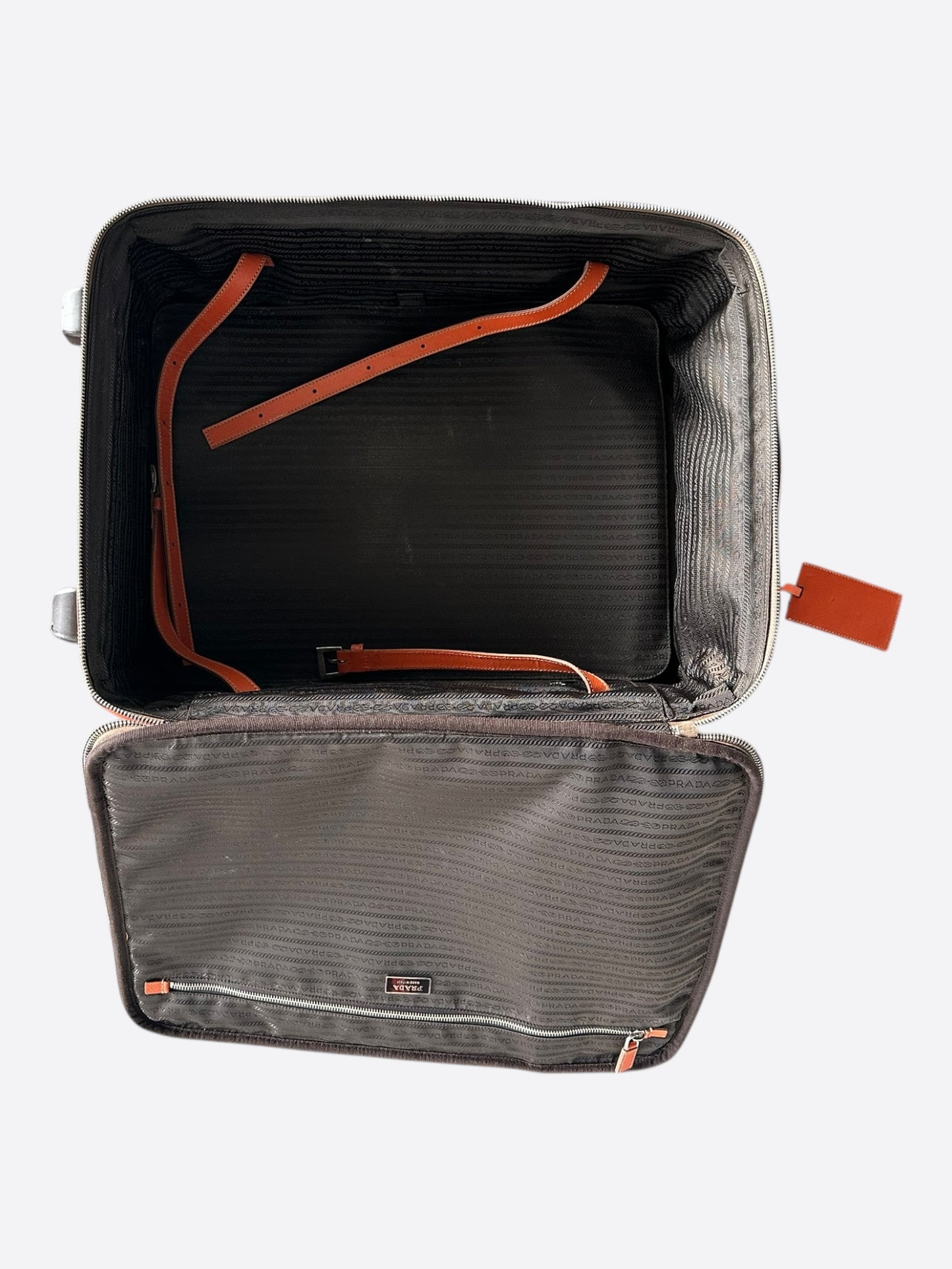 Prada Orange Saffiano Carry-On Suitcase