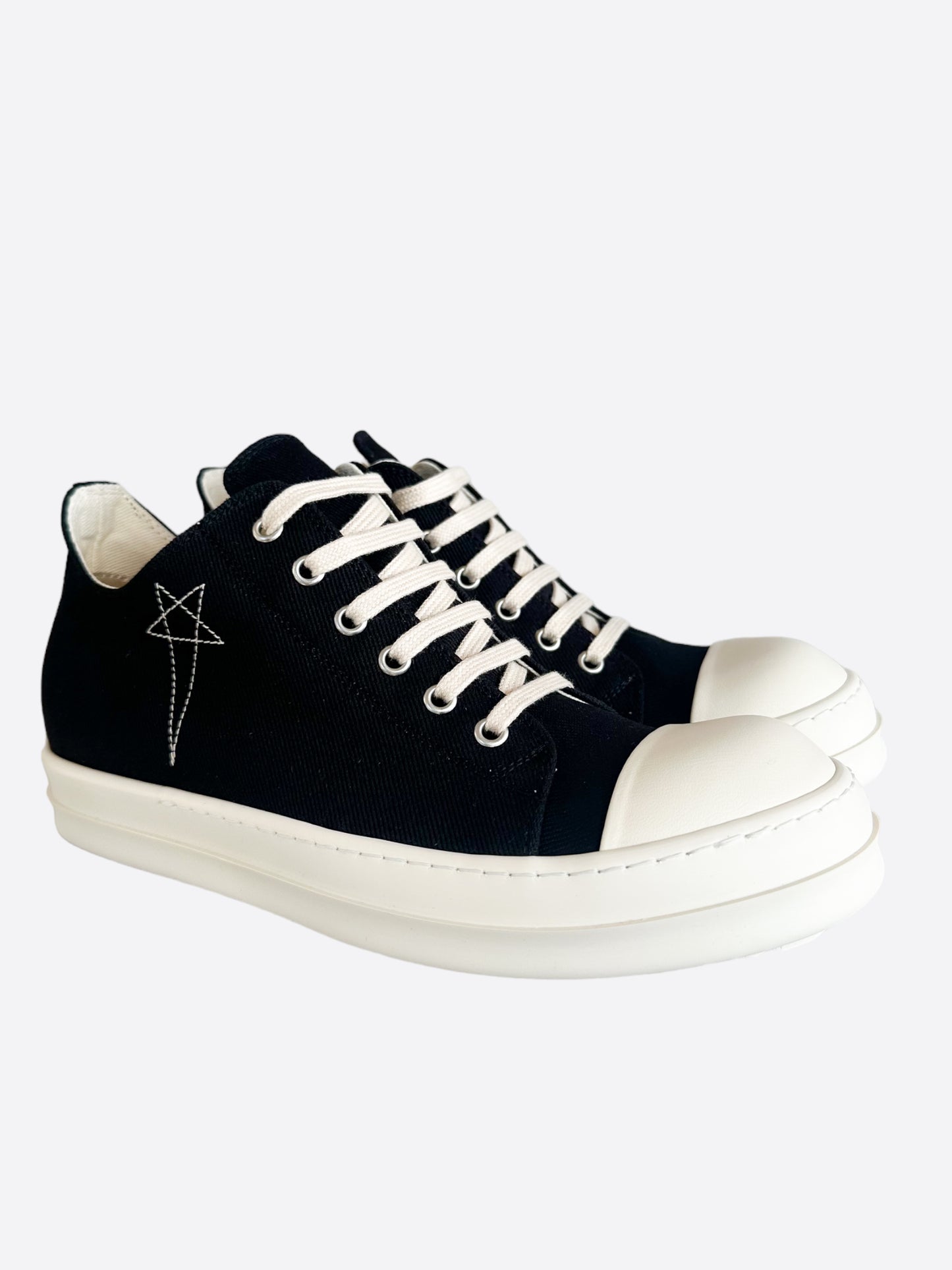 Rick Owens Black & White Pentagram Low Top Sneakers