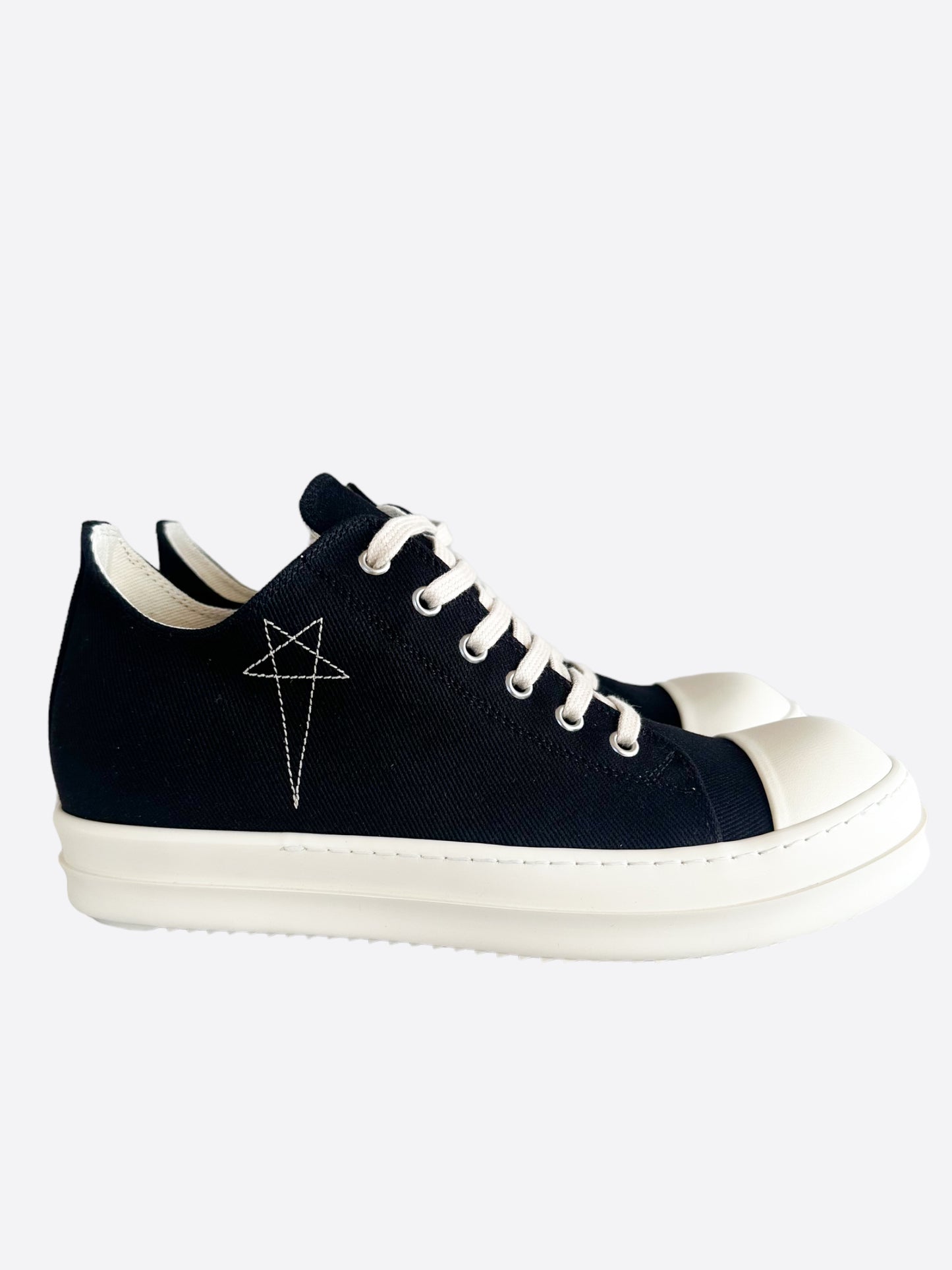 Rick Owens Black & White Pentagram Low Top Sneakers