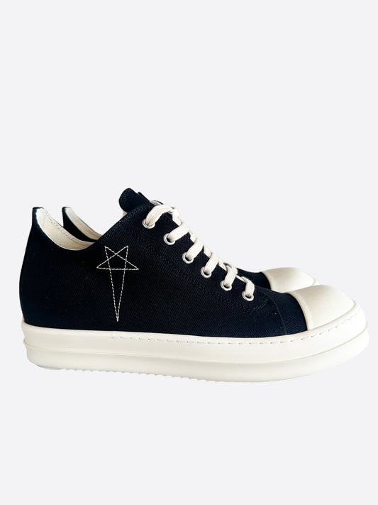 Rick Owens Black & White Pentagram Low Top Sneakers