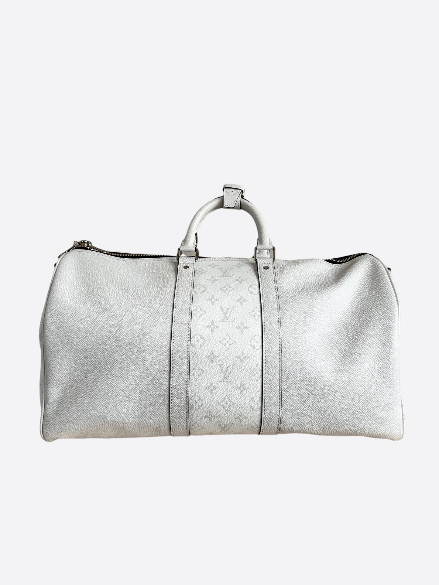 Louis Vuitton White Taigarama Monogram Keepall 50