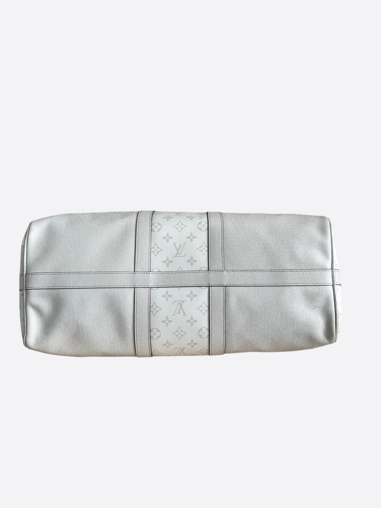 Louis Vuitton White Taigarama Monogram Keepall 50