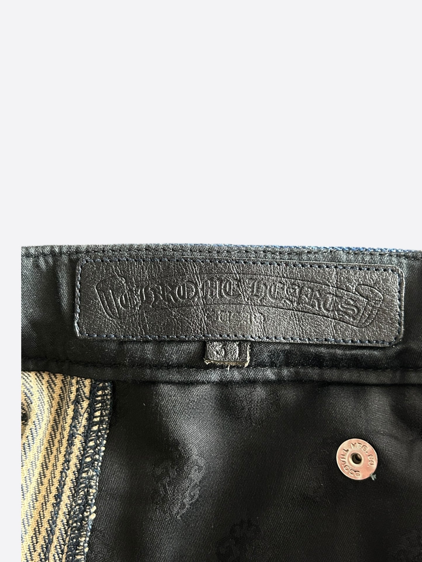 Chrome Hearts White & Black Cross Patch Pinstripe Carpenter Pants