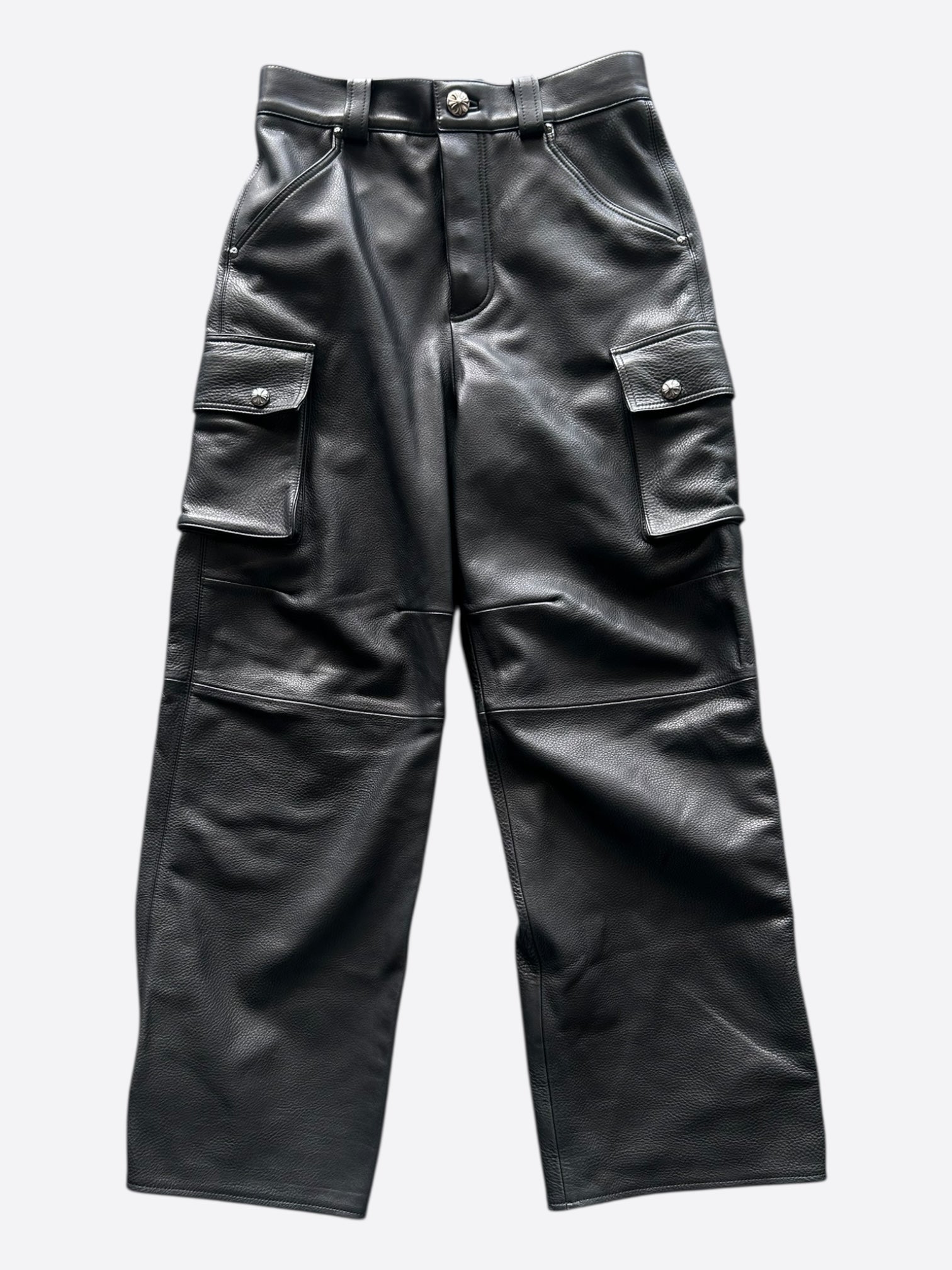 Chrome Hearts Black Leather Cargo Pants – Savonches