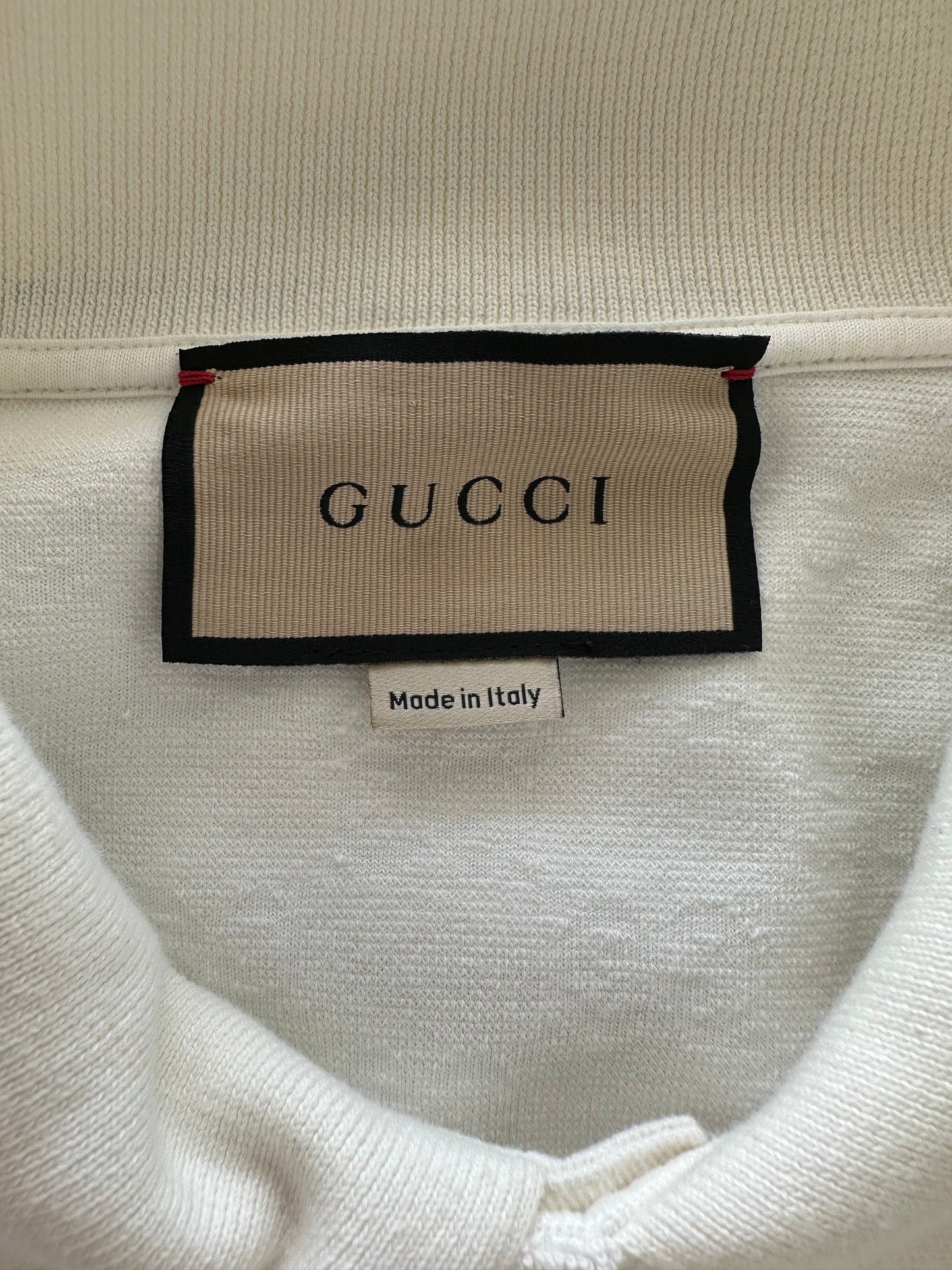 Gucci White GG Monogram Striped Terry Cloth Longsleeve Polo Shirt