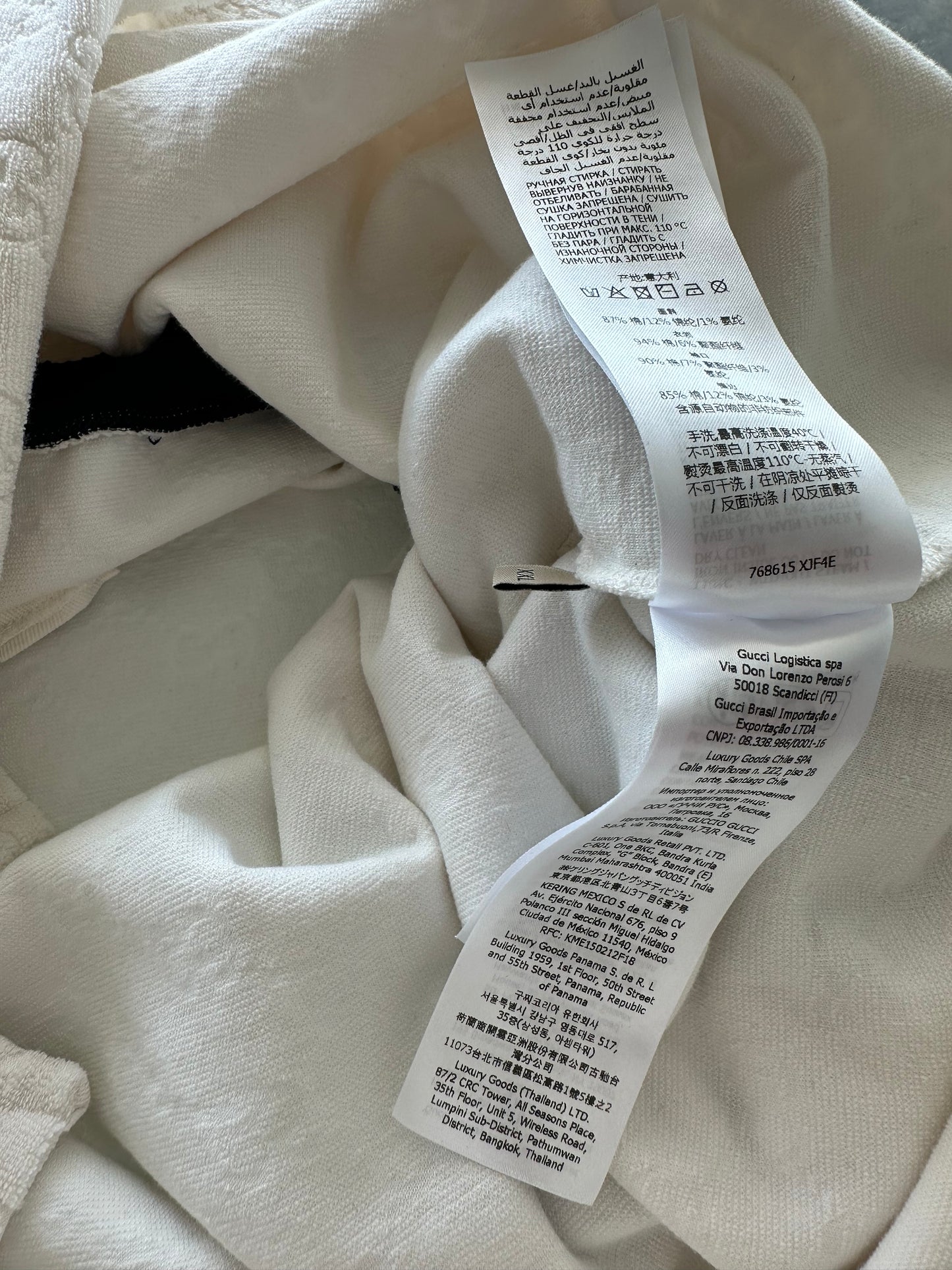 Gucci White GG Monogram Striped Terry Cloth Longsleeve Polo Shirt