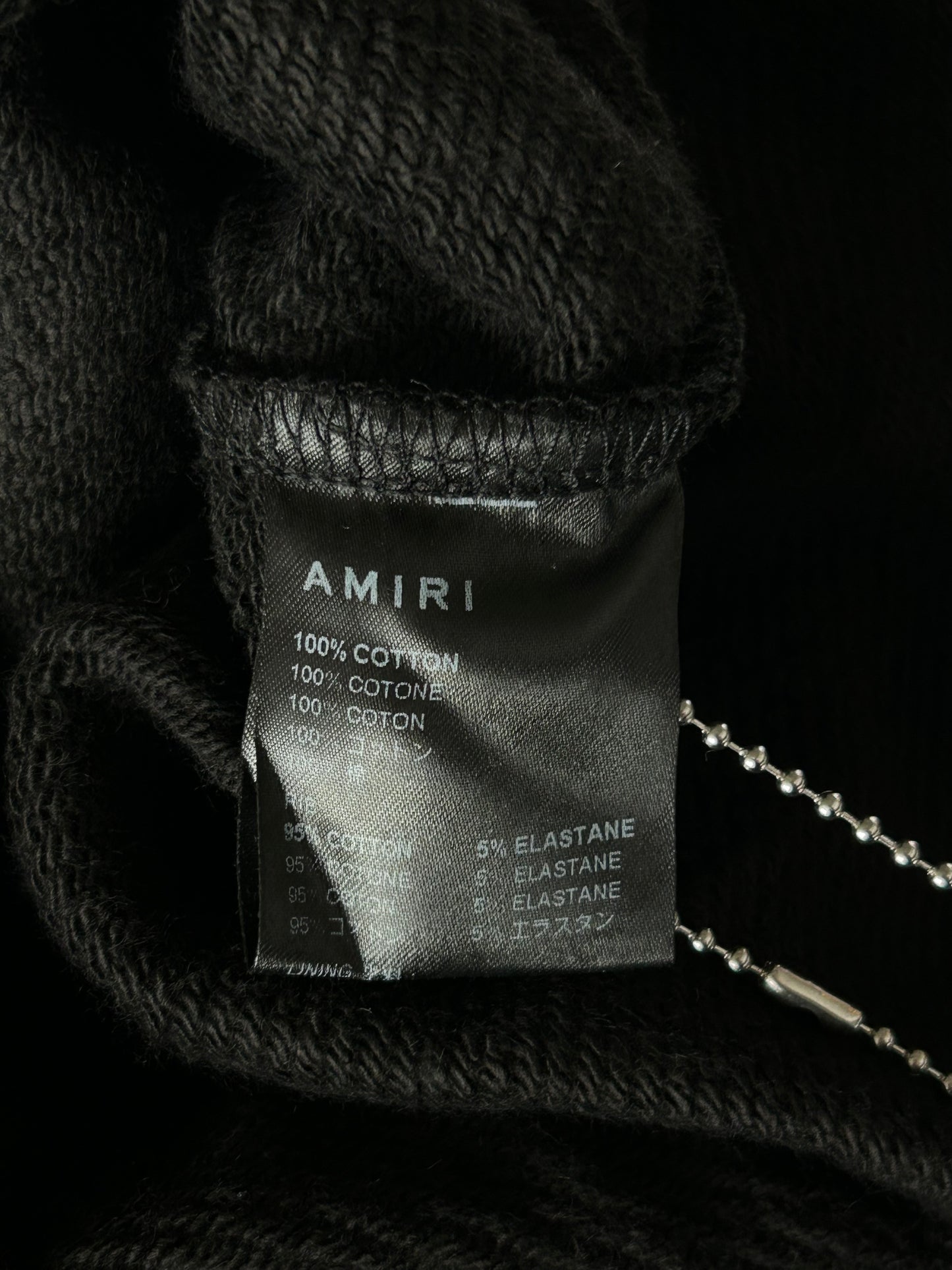 Amiri Black & Blue Crystal Staggered Logo Hoodie