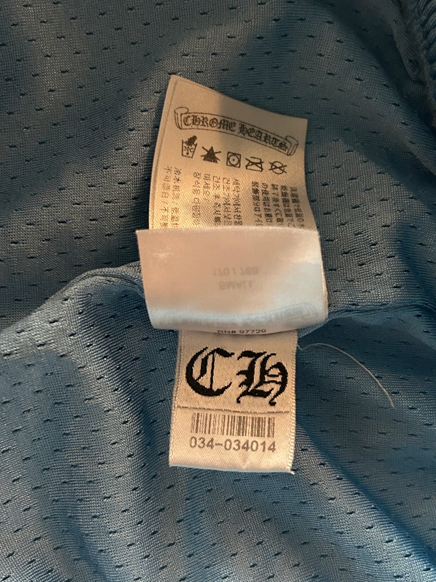 Chrome Hearts Blue & White Logo Mesh Shorts