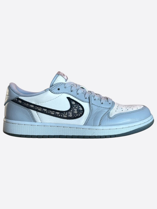 Dior Air Jordan Grey & White Oblique Low Top Sneakers