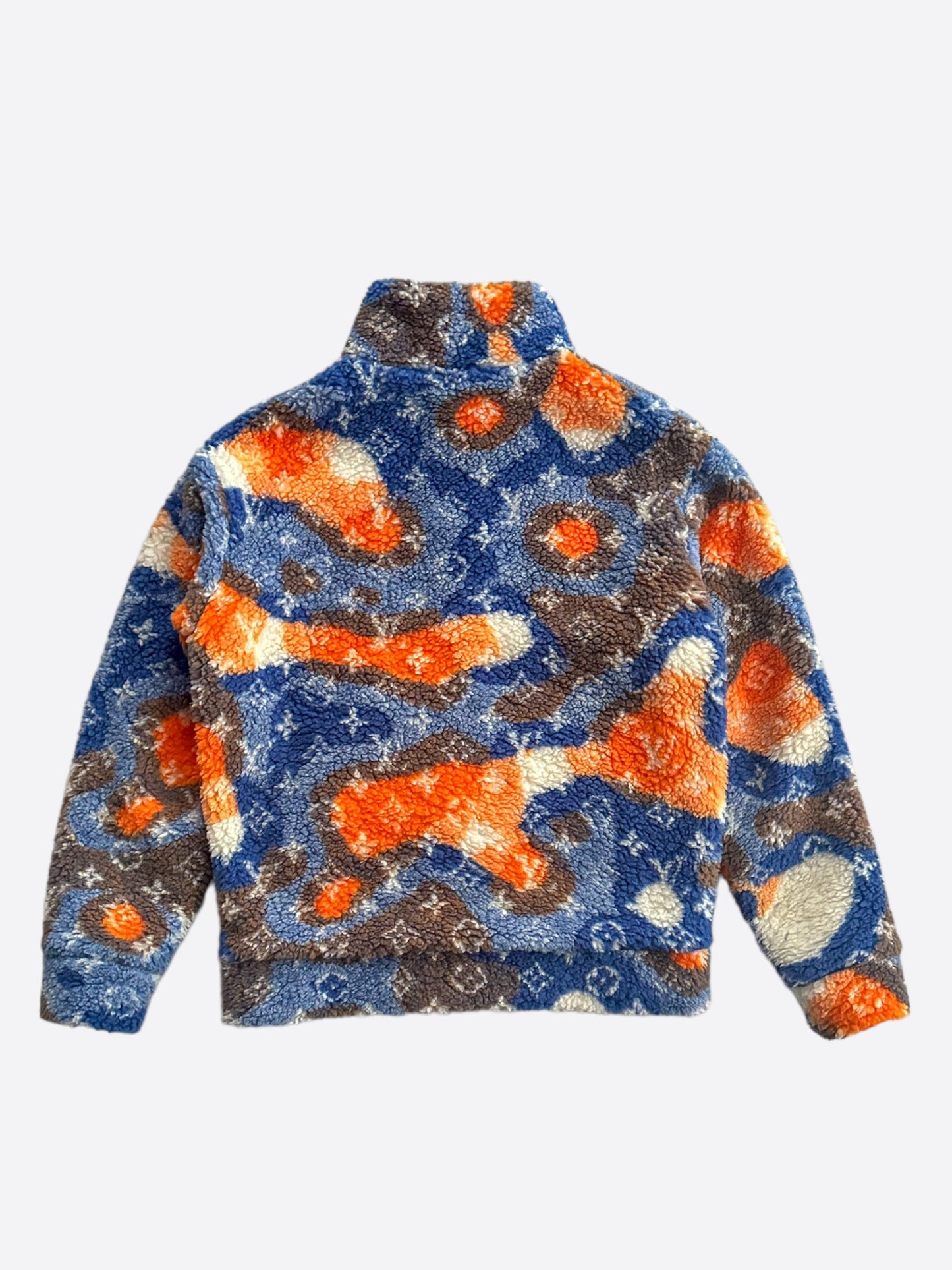 Louis Vuitton Blue & Orange Camo Monogram Fleece Zip Up Jacket