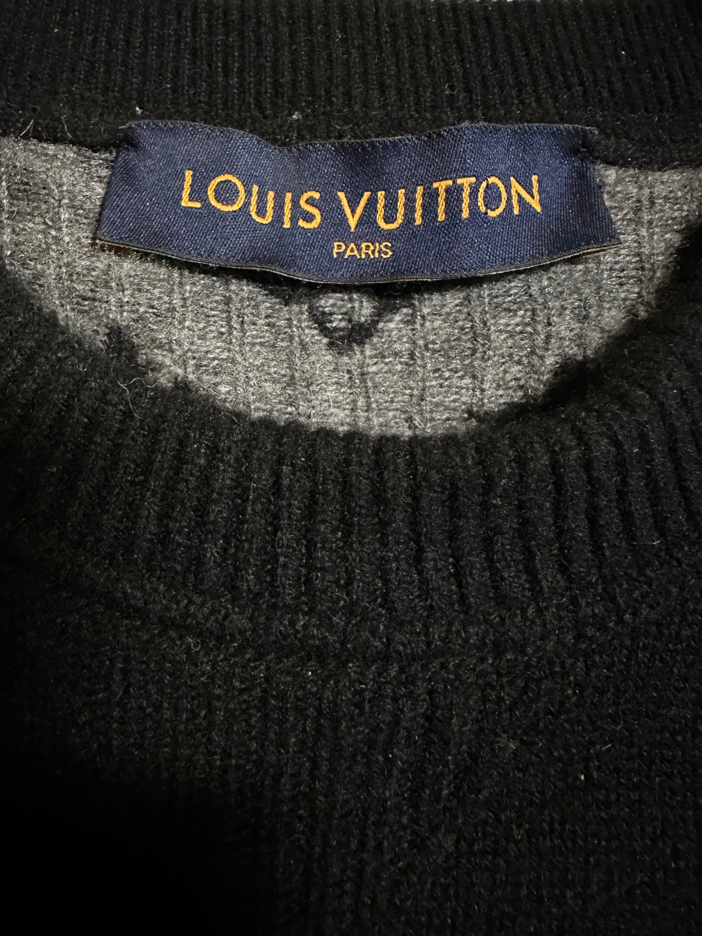 Louis Vuitton Black & Grey Monogram Cashmere Sweater