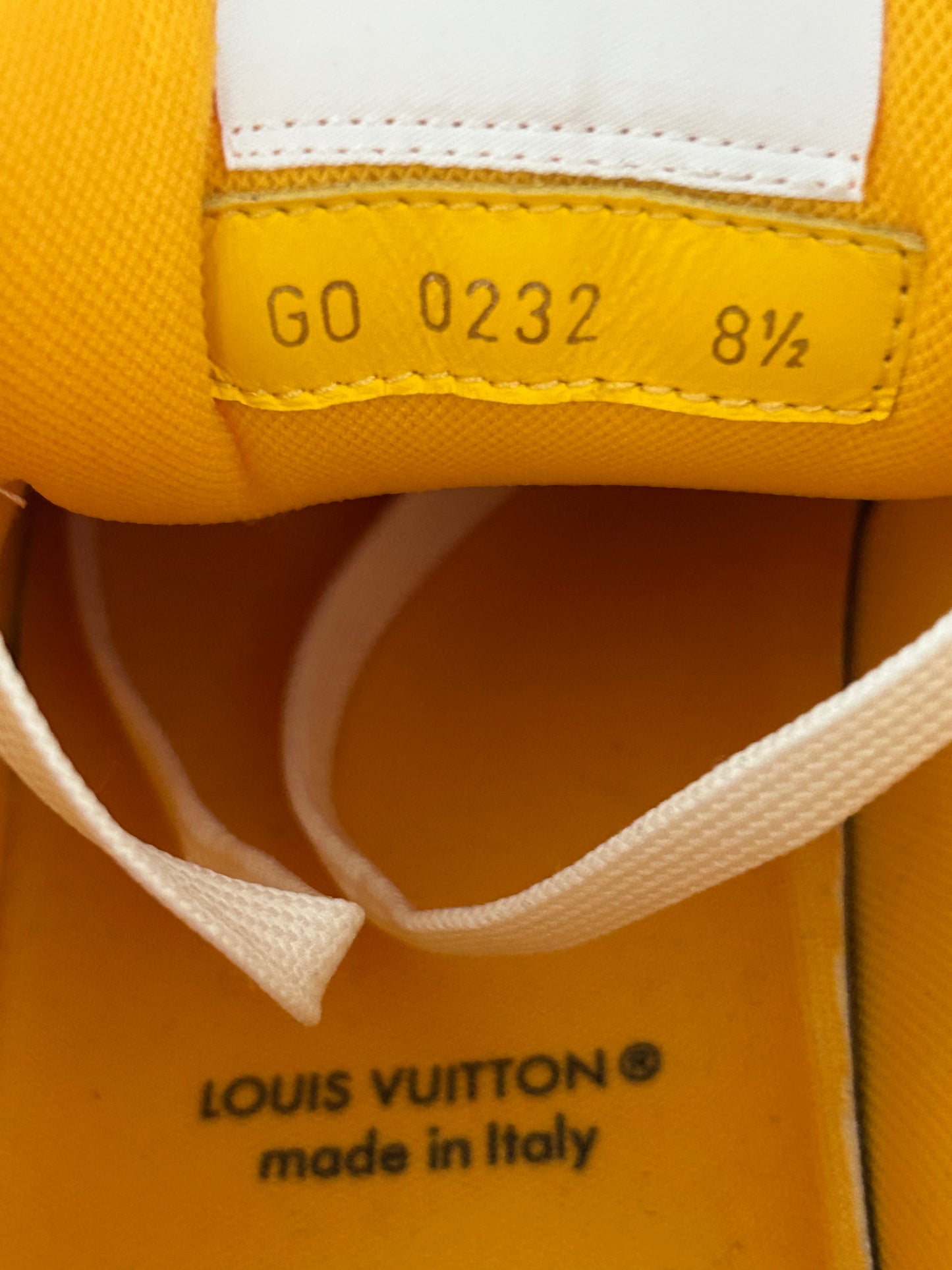 Louis Vuitton Yellow & White Denim Monogram Mesh Trainers